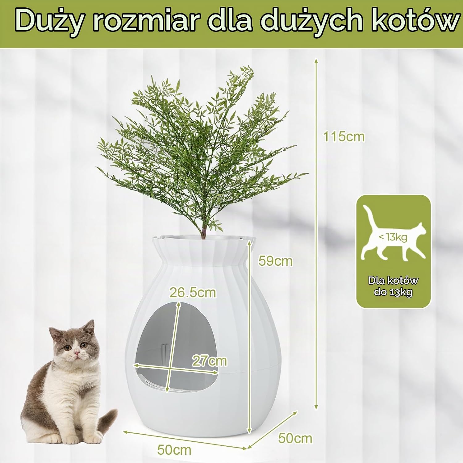 Detalle de FANTASK Kuweta dla kota 2 w 1, 63 l, ABS, elektroniczne usuwanie zapachów
