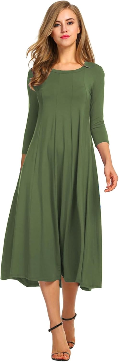 Thumbnail 6 de HOTOUCH Women’s 3/4 Sleeve A-line & Flare Midi Dress