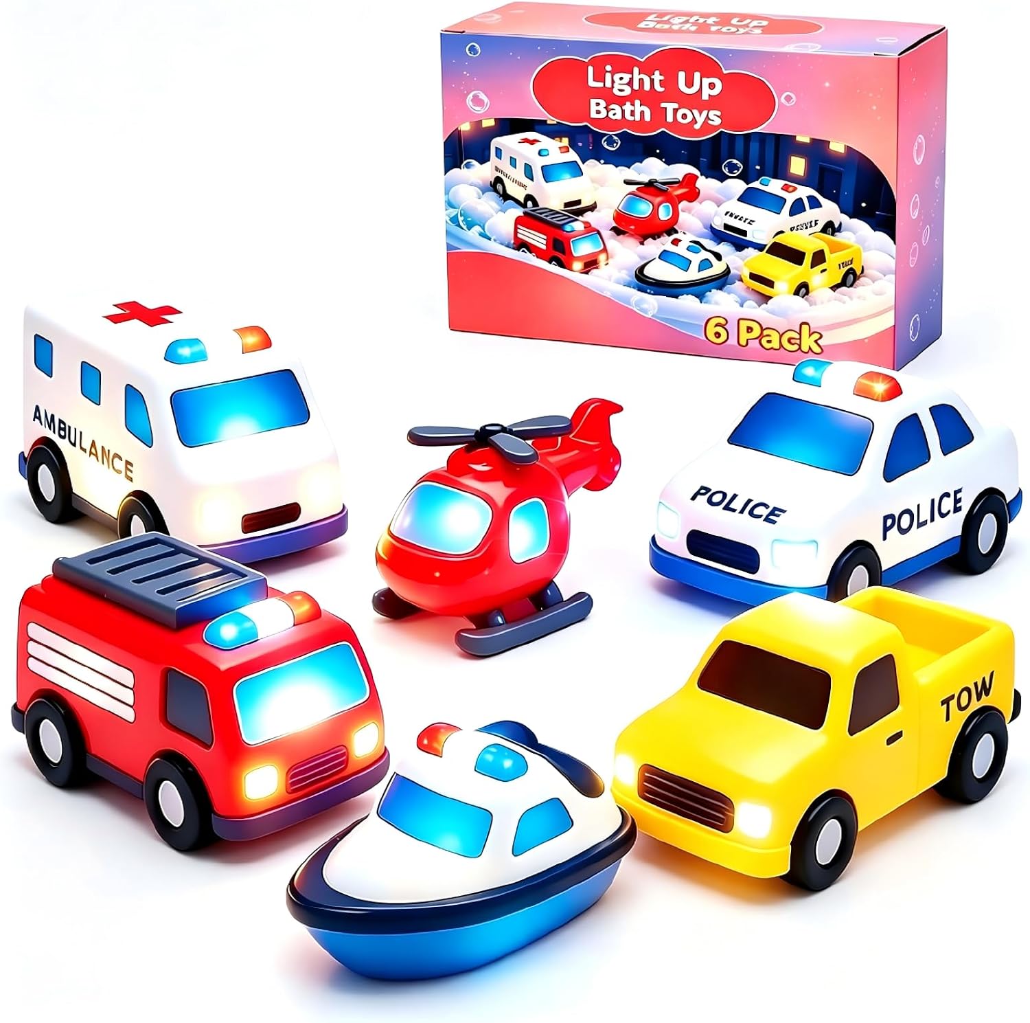 Detalle de Light Up Baby Bath Toys (6 Pack) – Silicone, Shake‑Activated Lights for 1+ Year Olds