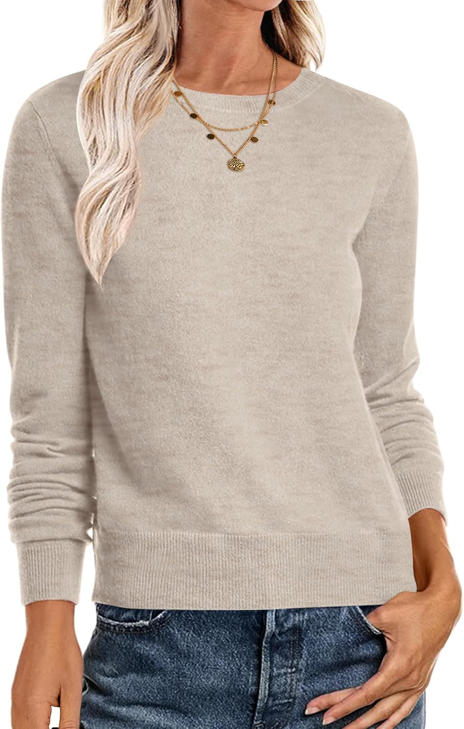 Detalle de ANRABESS Women's Long-Sleeve Lightweight Sweater, Loose Fit