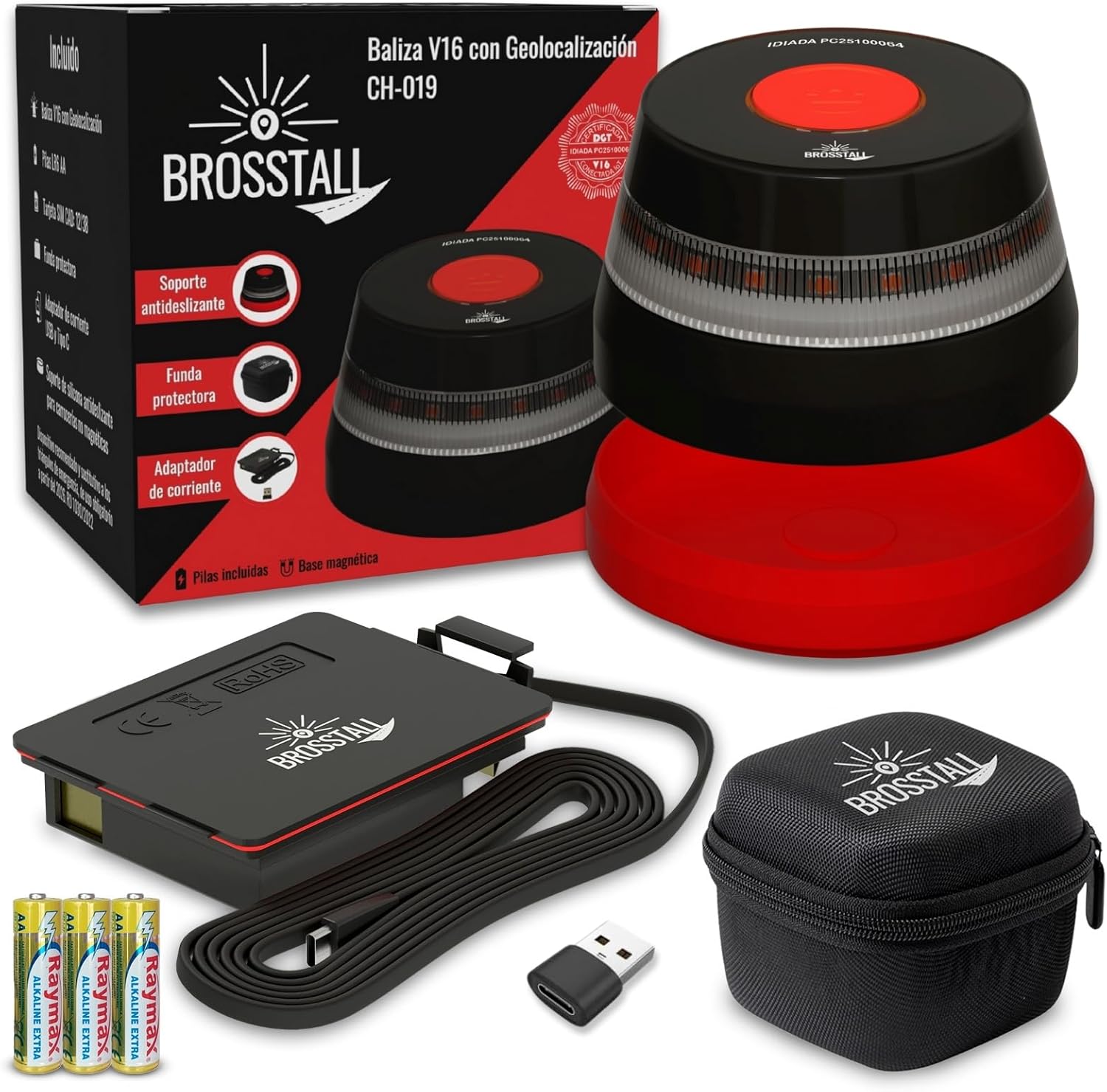 Detalle de Brosstall Baliza V16 Homologada DGT con geolocalización 2038