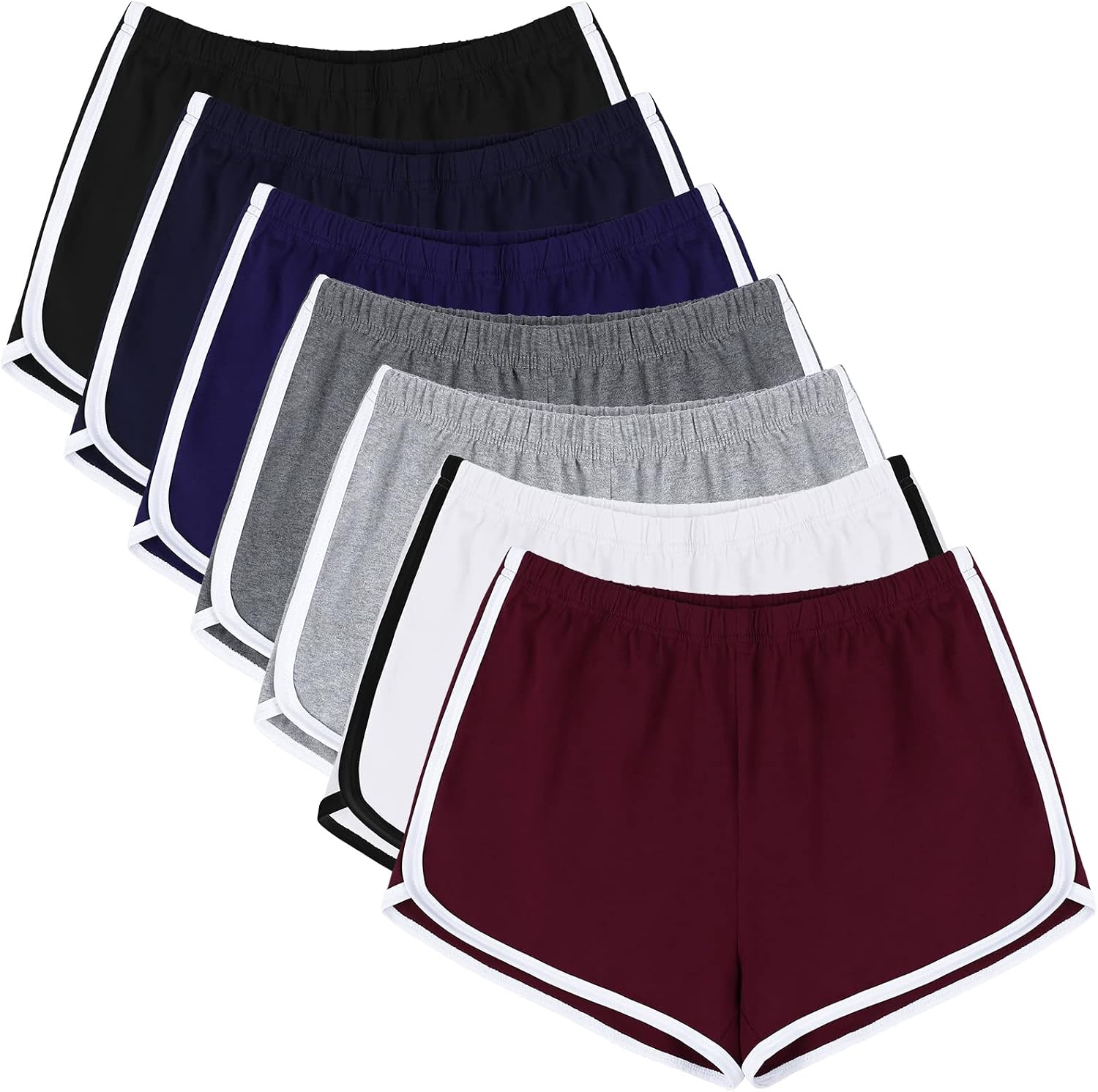 Thumbnail 6 de URATOT 7 Pack Women's Cotton Shorts — Dolphin Booty Athletic Gym Shorts for Yoga, Running, and Lounge