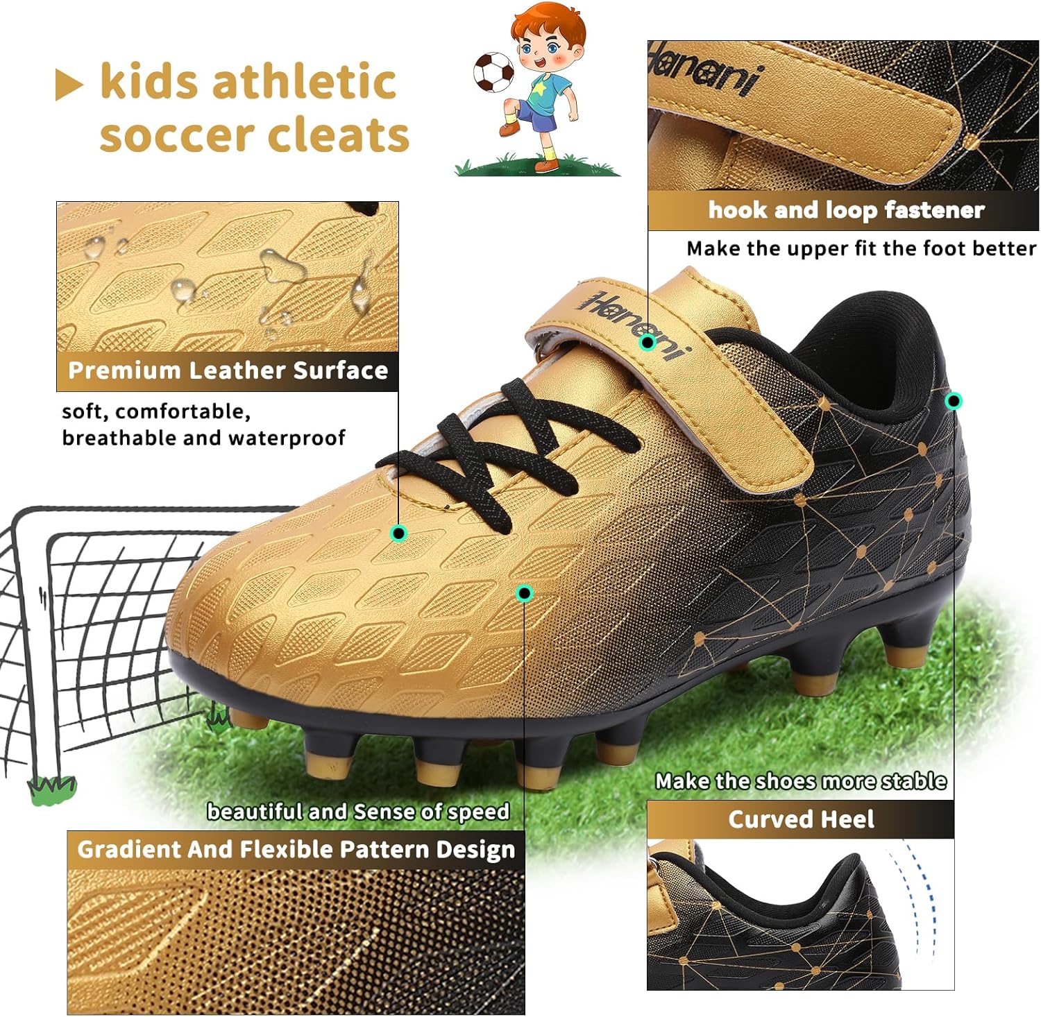Thumbnail 2 de Kids FG/AG Football Boots with Hook-and-Loop Fastening (Unisex) – Synthesis Upper, Anti-Collision Toe