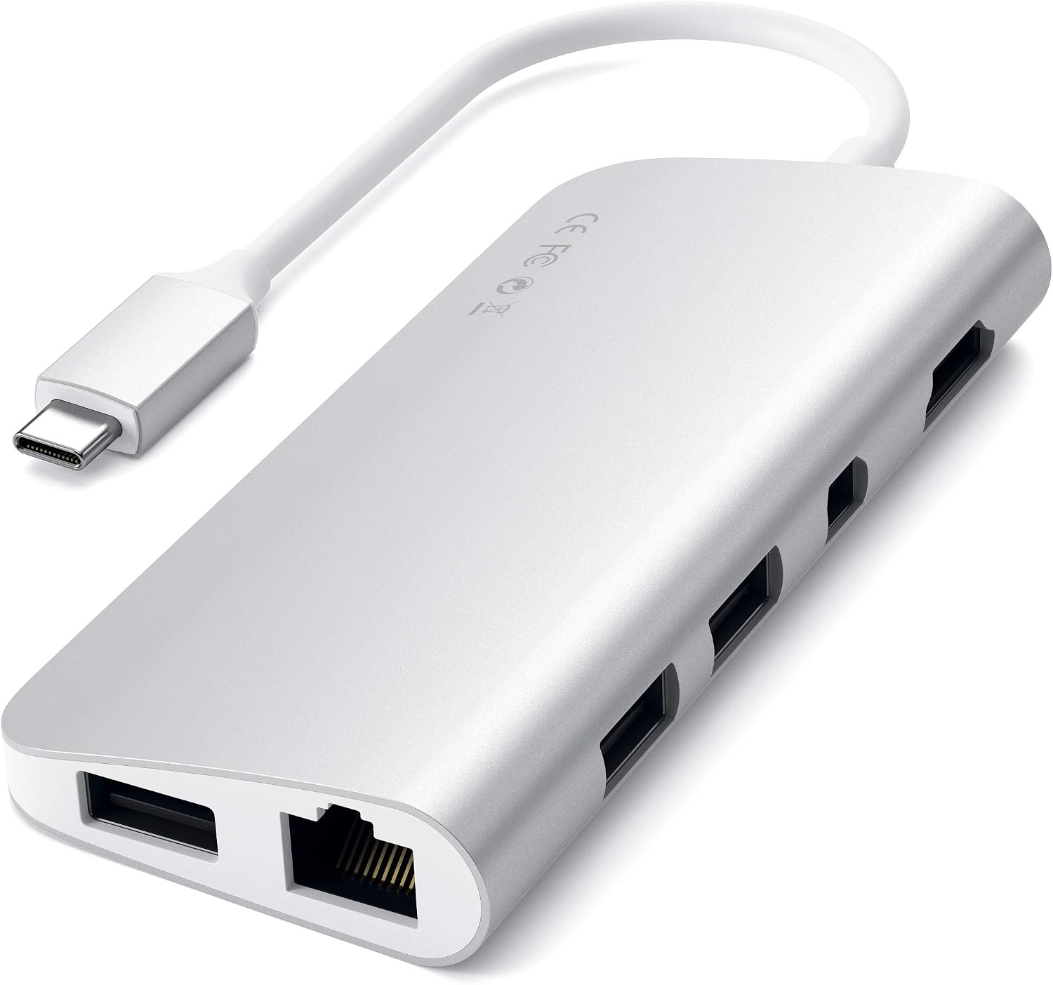 Detalle 2 de SATECHI Hub USB-C con HDMI 4K, Mini DisplayPort, Ethernet e USB 3.0 (PD fino a 60W) in alluminio argento