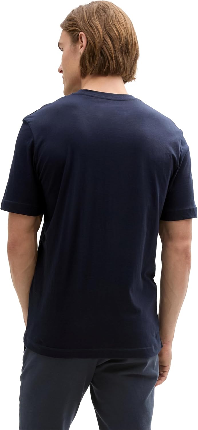Detalle de TOM TAILOR Herren-T-Shirt aus Baumwolle mit Logo-Print (regular fit)