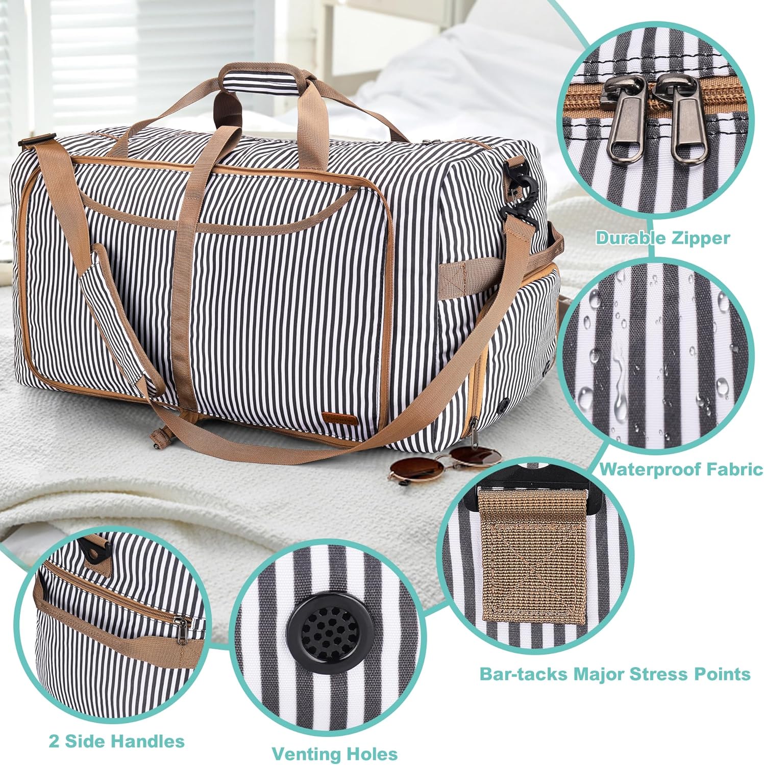 Detalle de VS VOGSHOW Travel Duffle Bag 80L Foldable Holdall – Lightweight, Spacious and Practical