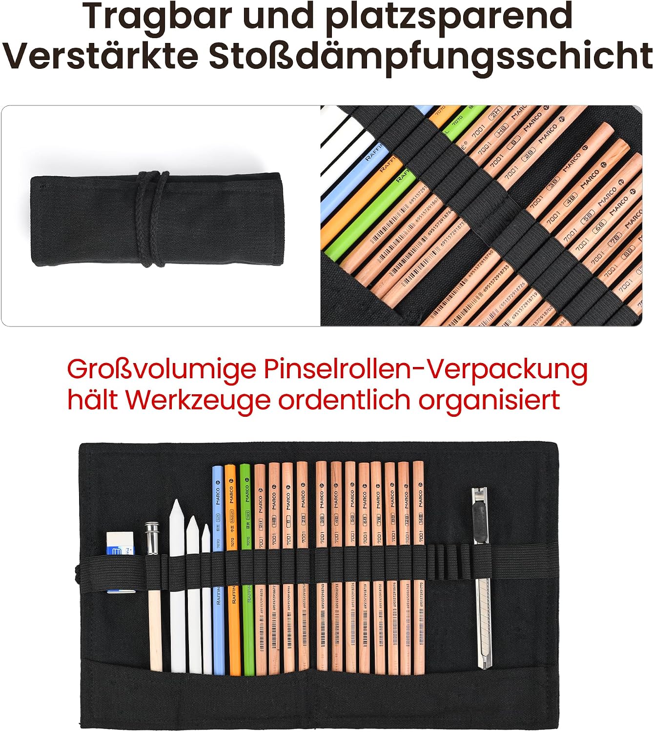 Detalle 2 de MARCO Skizzen Zeichen Bleistift Set 22 Stück