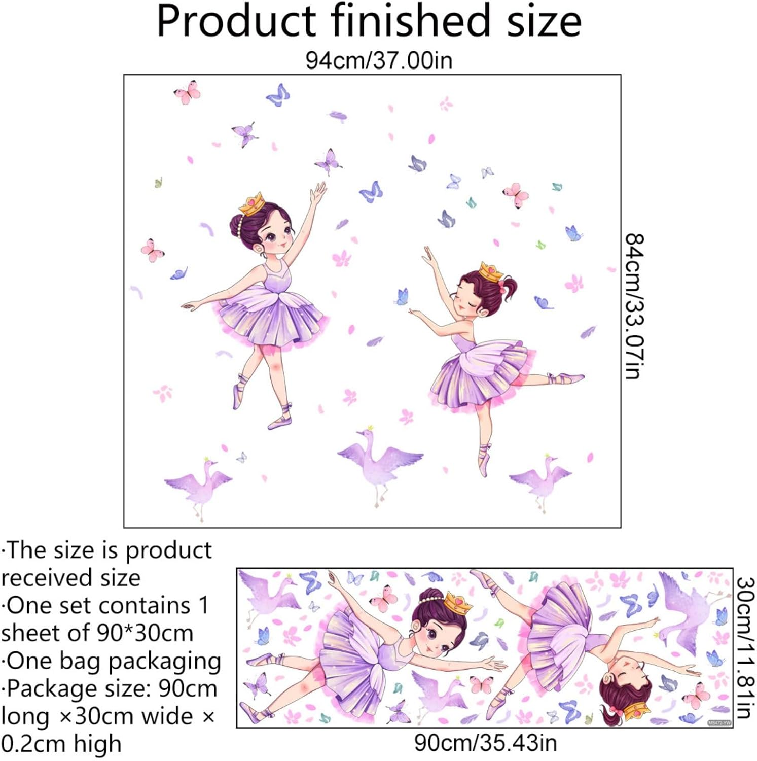 Thumbnail 5 de Butterfly Girl Wall Stickers – Swans Flower Princess Decor for Nurseries and Bedrooms