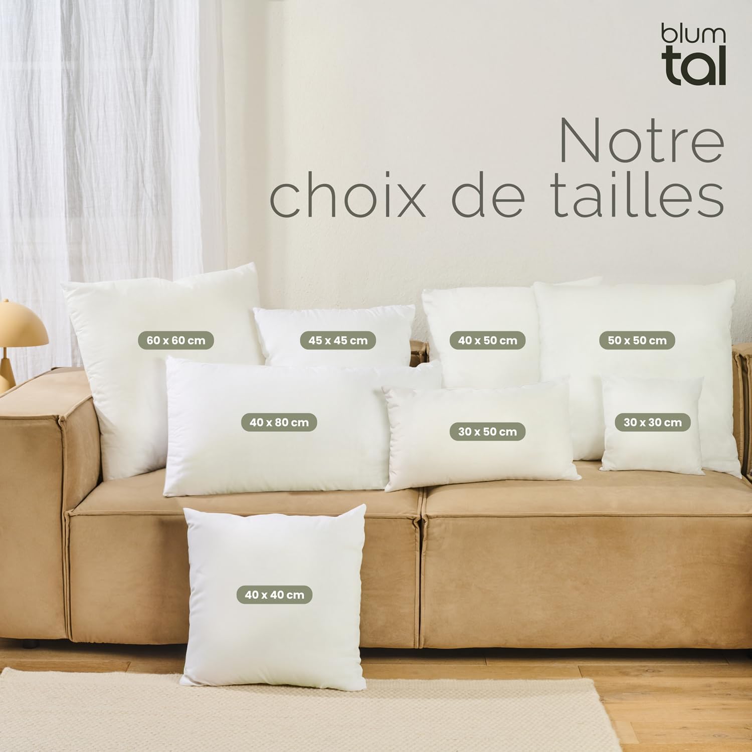 Thumbnail 6 de Blumtal lot de 2 coussins/oreillers rectangulaires 40x50 cm déhoussables et lavables (Oeko-TEX)