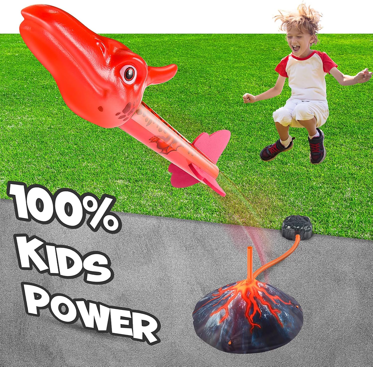 Detalle 2 de Anginne Dinosaur Toys with Rocket Launchers for 3–8 Year Olds – Outdoor Garden Play