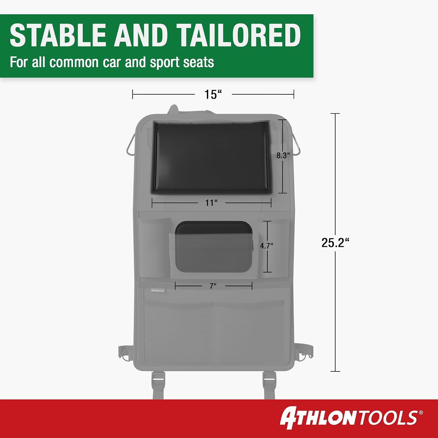 Detalle 2 de ATHLON TOOLS Der stabilste Autositz-Organizer mit verstärkter Rückwand und integriertem Tablet-Halter