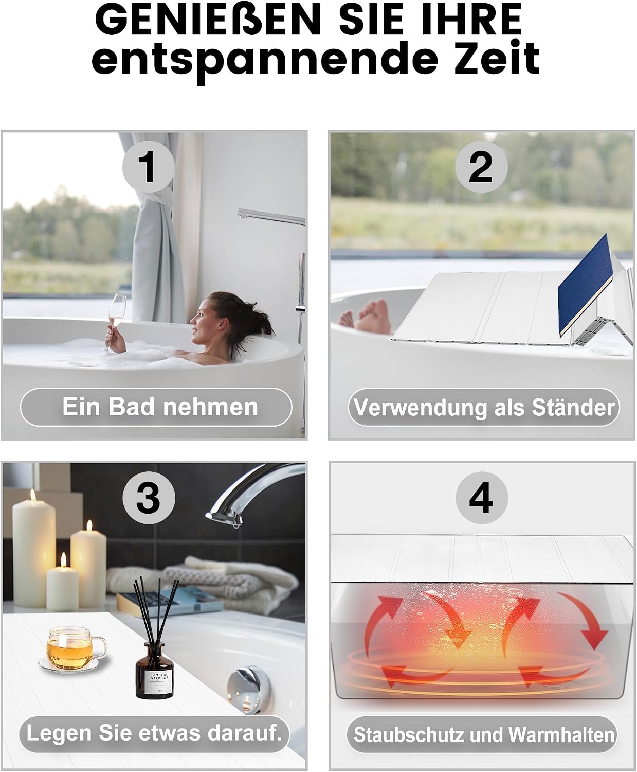 Thumbnail 5 de Ezcasch Badewannenabdeckung 80x180 cm 10 kg Belastung