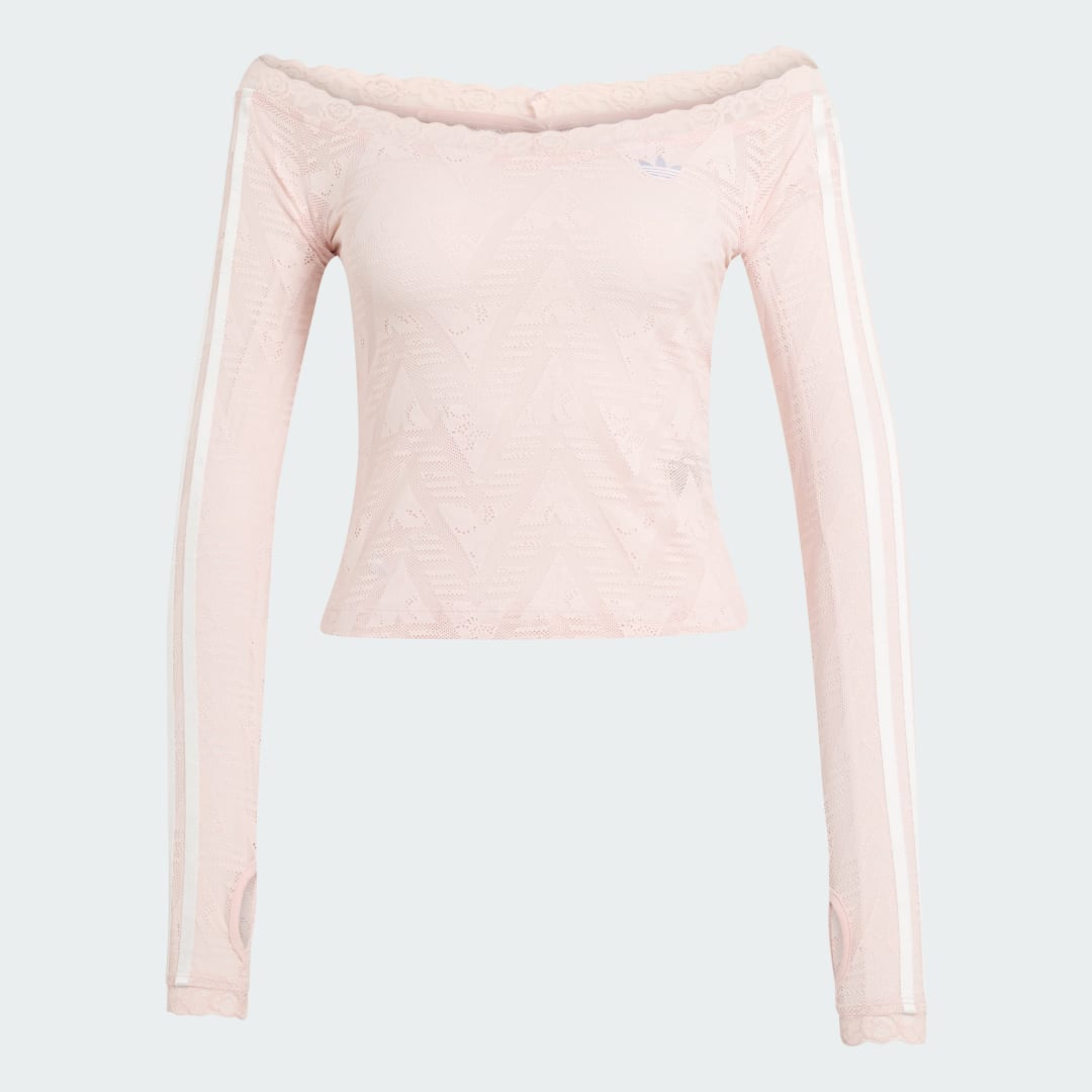 Detalle 2 de TOP DE ENCAJE SIN HOMBROS de Adidas – cómodo top deportivo en rosa