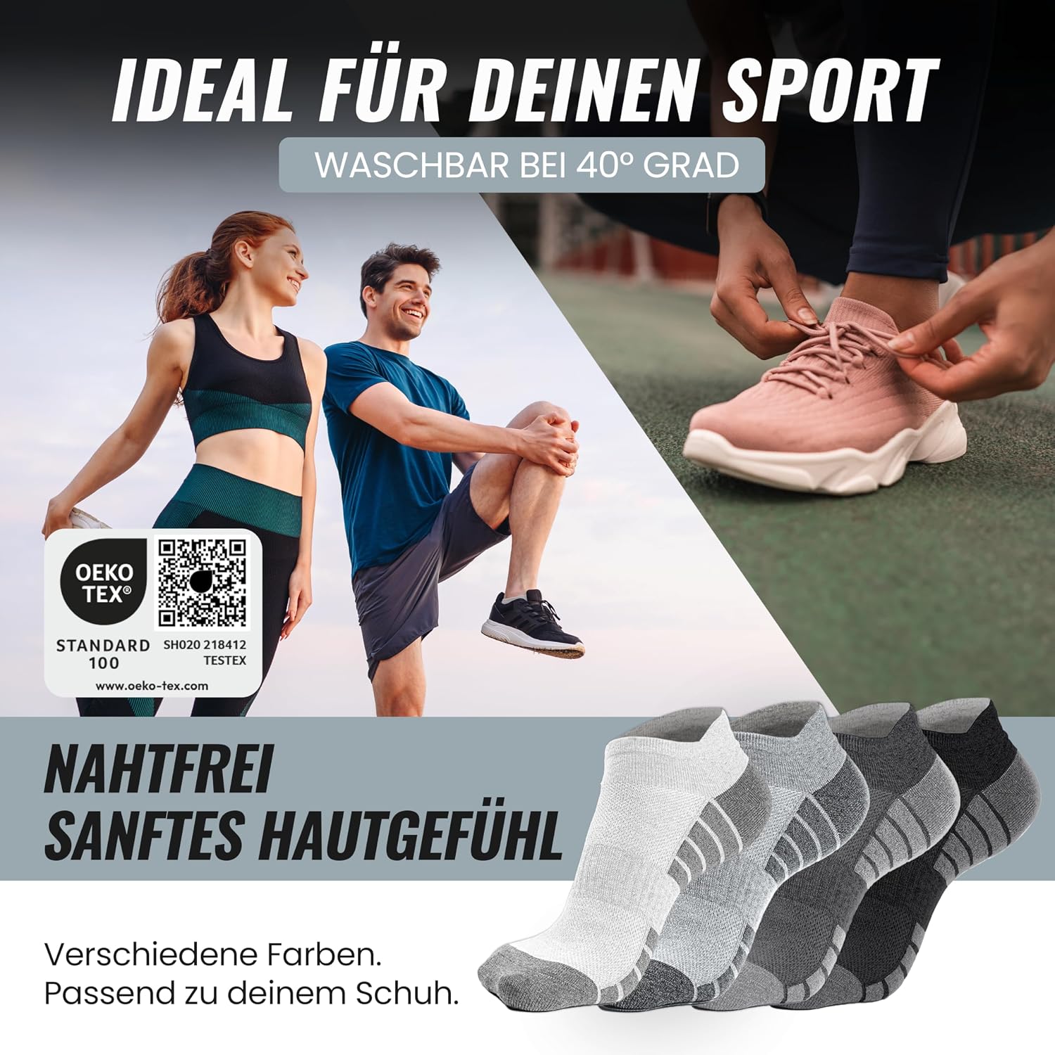 Detalle de HELDENWERK Sneaker-Socken Unisex 10 Paar – Atmungsaktive Short-Sportsocken aus Baumwolle, Anti-Blasen & Rutschfest