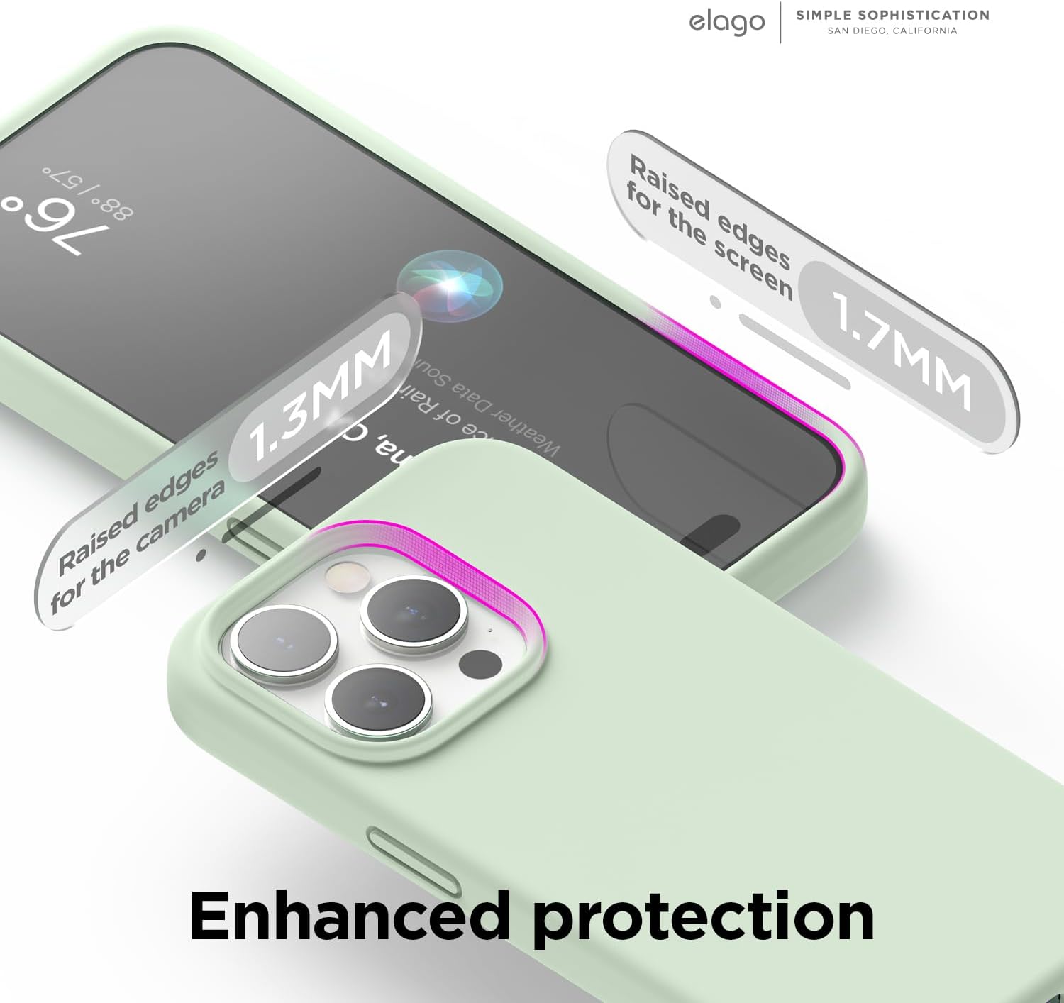 Detalle de elago Cover in Silicone Liquido per iPhone 15 Pro Max con fodera in microfibra e protezione antiurto a 4 strati