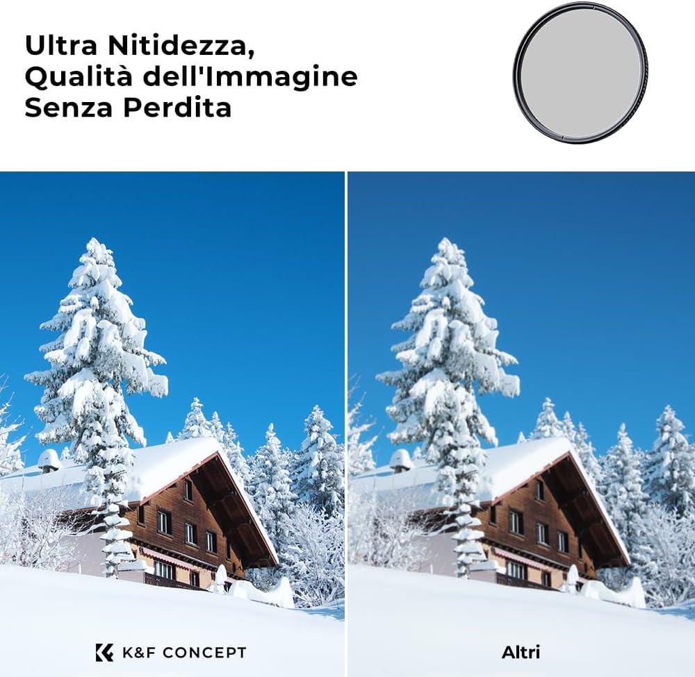 Thumbnail 3 de K&F CONCEPT Nano-Xcel 72mm filtro polarizzatore circolare CPL (CPL, 28 strati, vetro ottico)