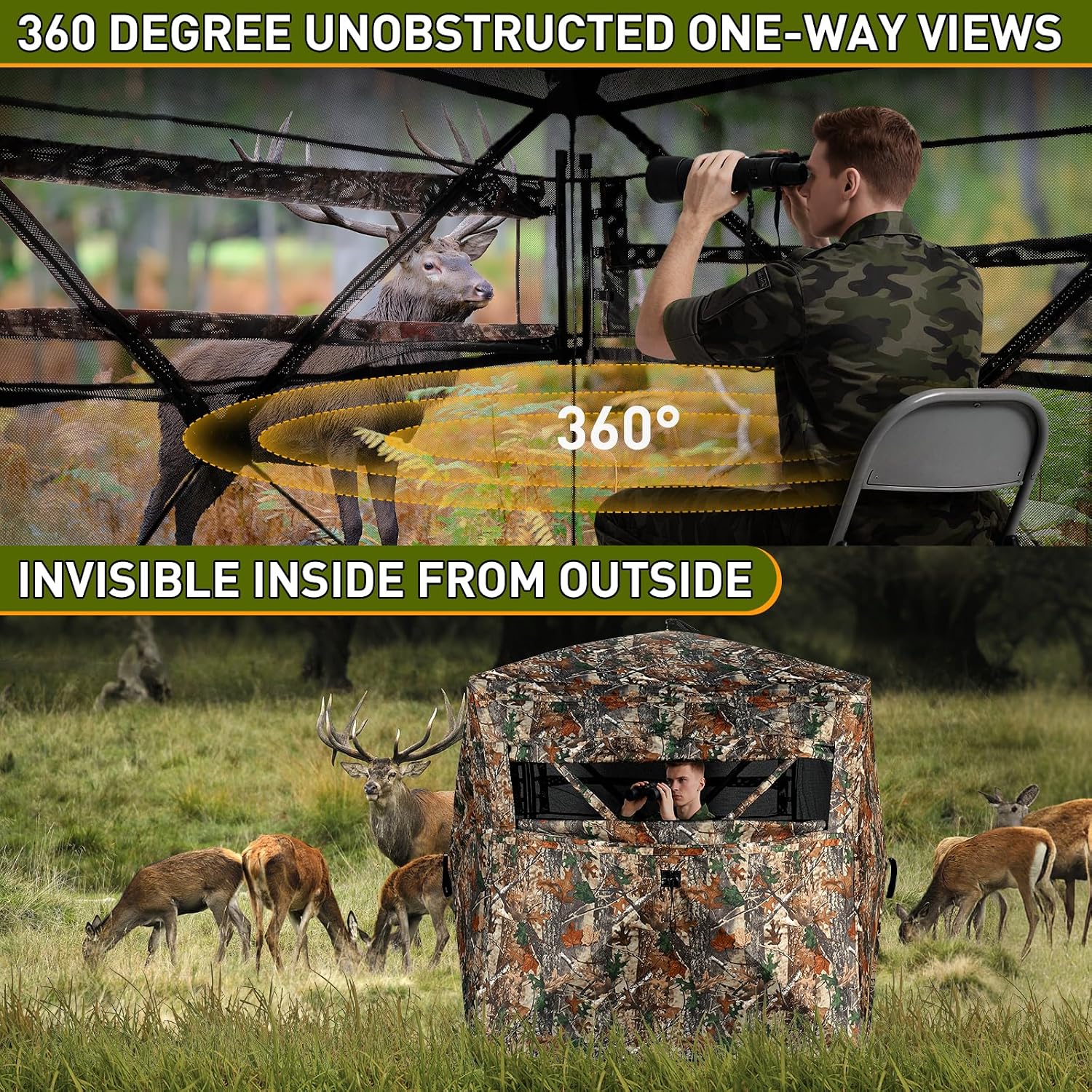 Detalle de TLC Sport 360° See-Through Hunting Blind with Sliding Windows and Pop-Up Hub