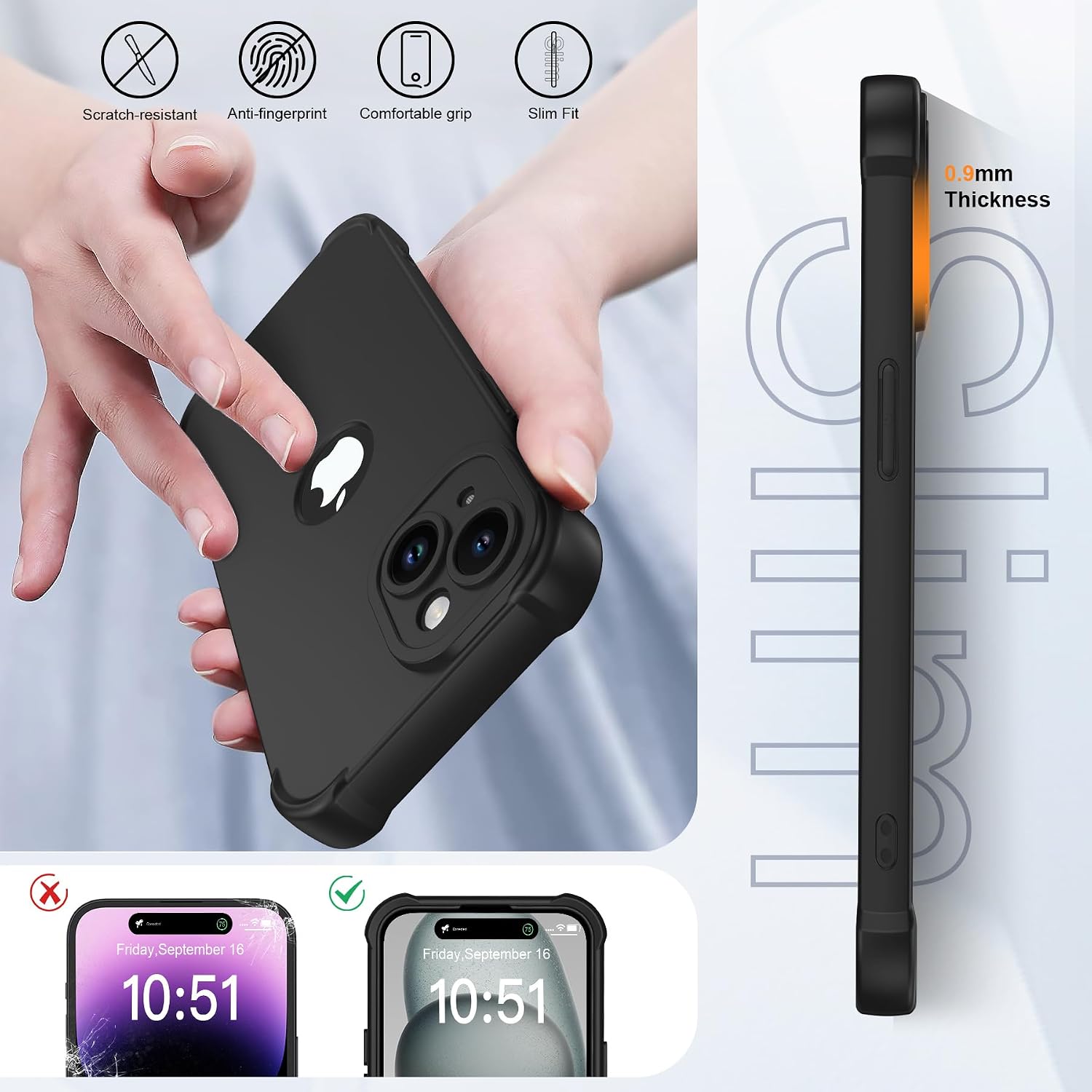 Thumbnail 4 de ORETECH iPhone 15 Case 6.1 inch 2-Pack screen protector