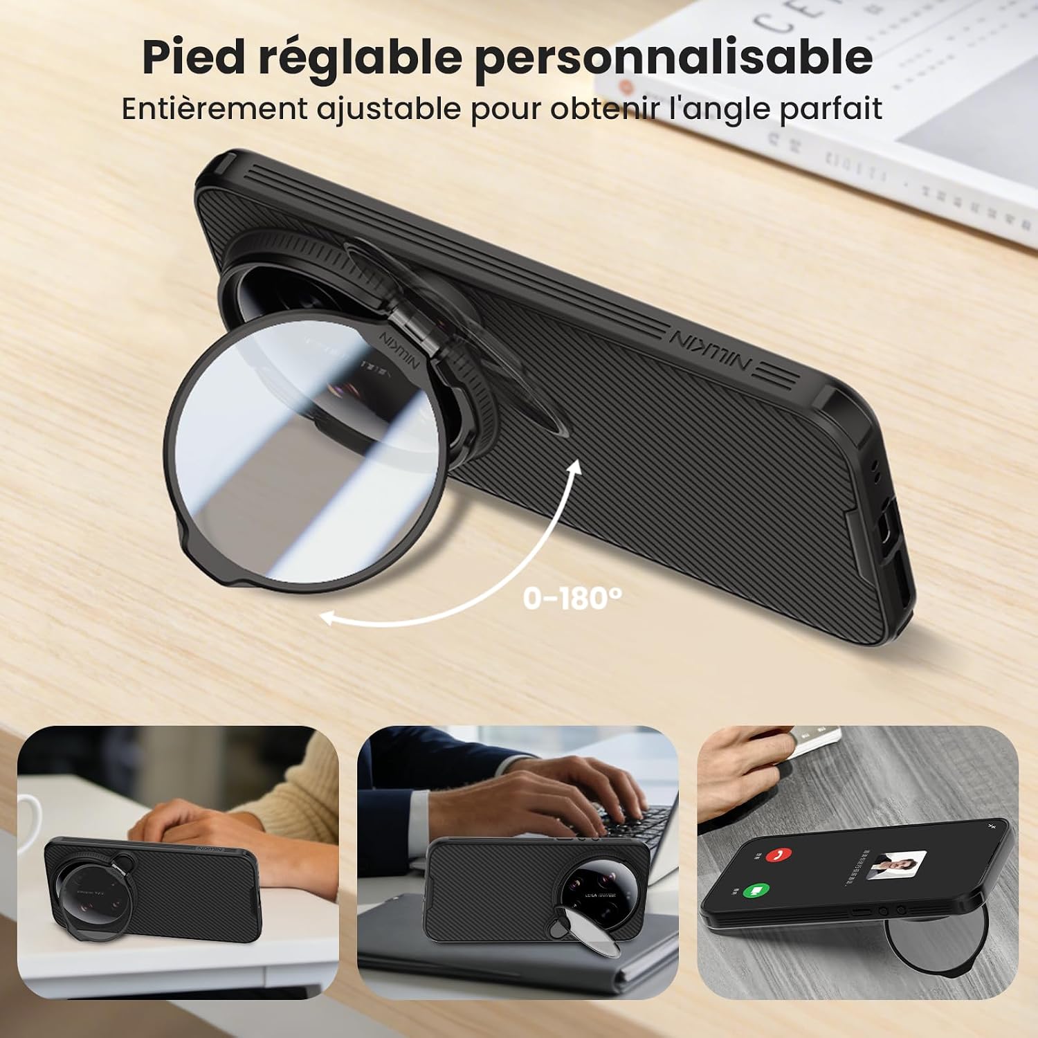 Detalle de Coque magnétique Nillkin pour Xiaomi 17 Ultra (6,9 pouces) avec support photo et compatibilité MagSafe — Noir