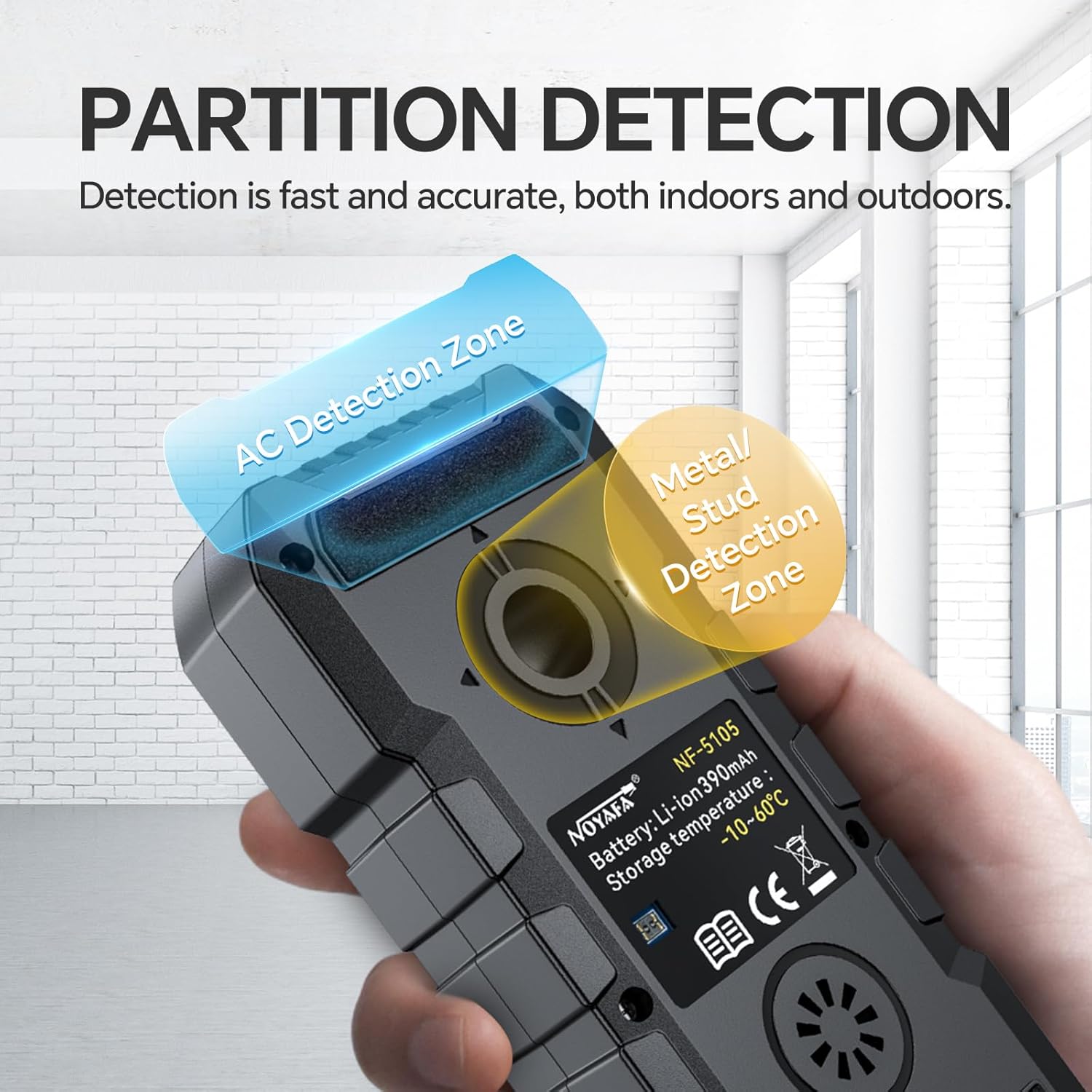 Detalle de GOTMEET Electronic Stud Finder & Wall Scanner (6-in-1) with HD LCD display and voice