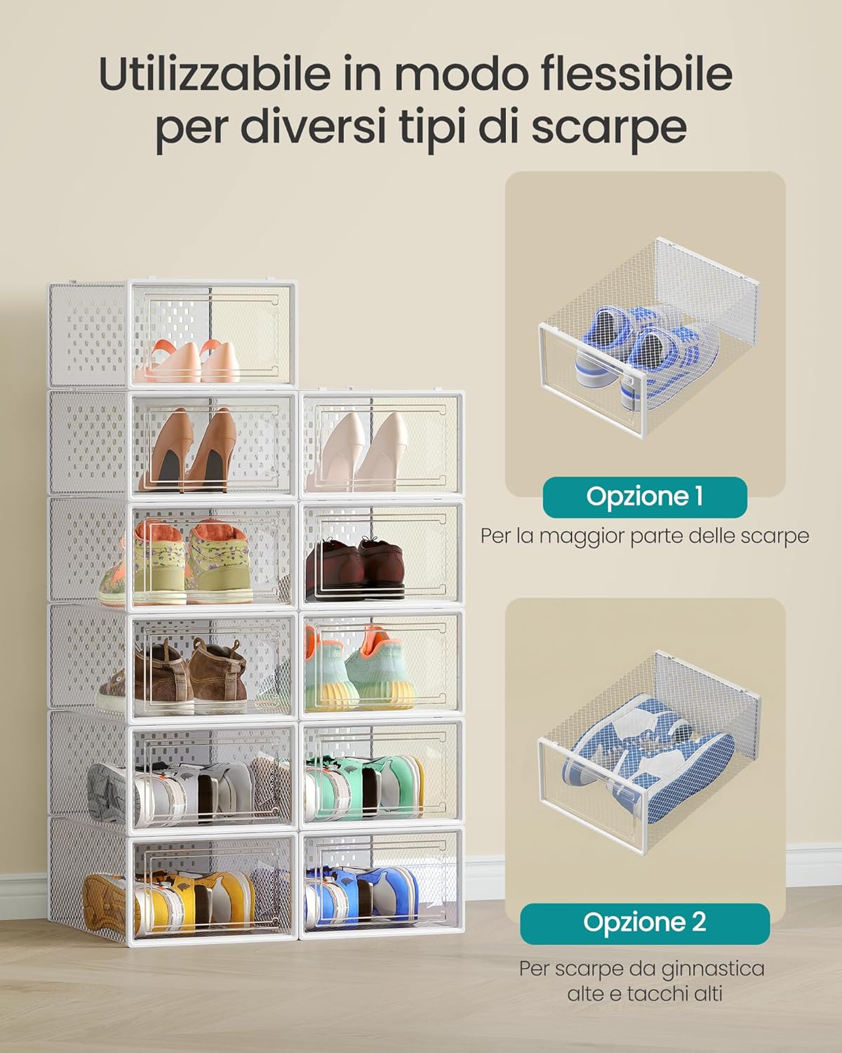 Detalle 2 de SONGMICS LSP18SWT scatole per scarpe 18 pezzi