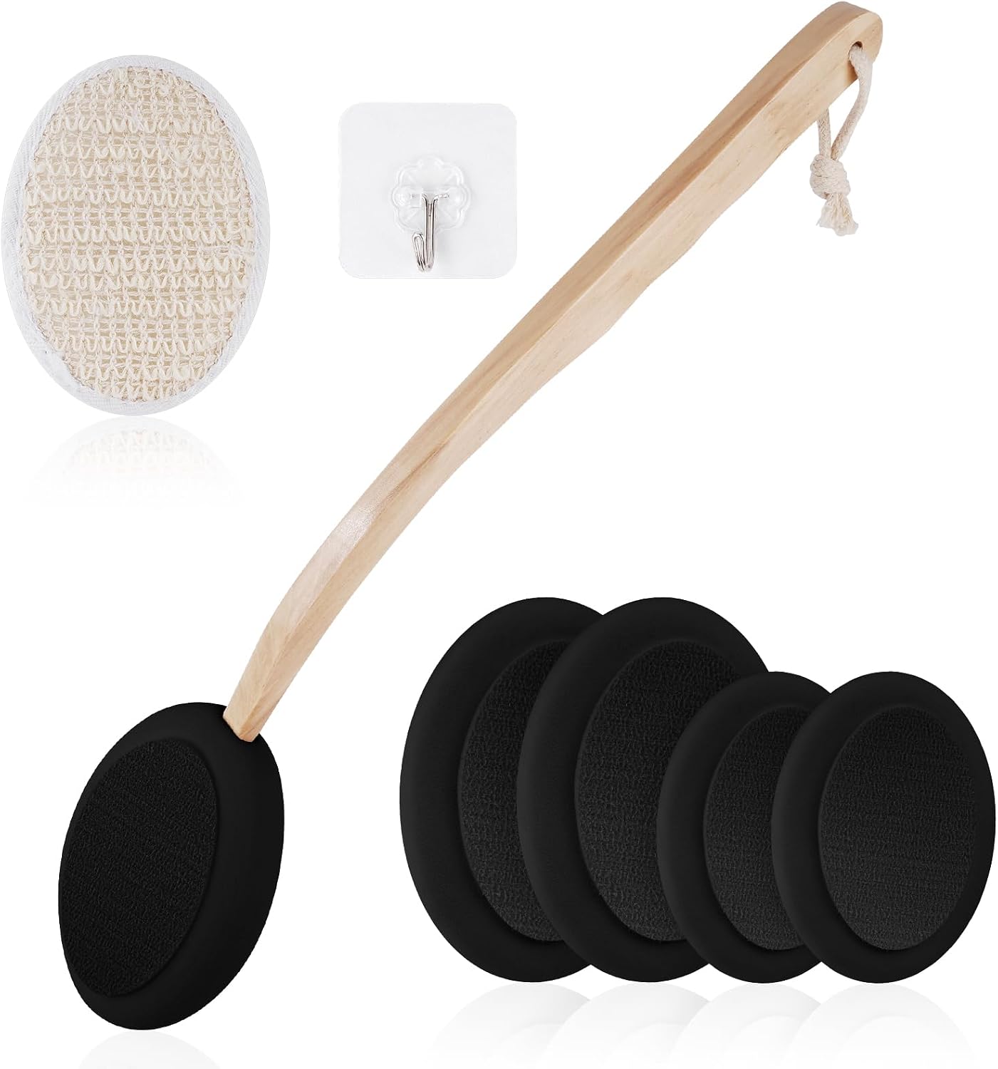 Thumbnail 6 de URAQT Back Cream Applicator (7-pack) long wooden handle body brush for lotion, shower and hard-to-reach areas