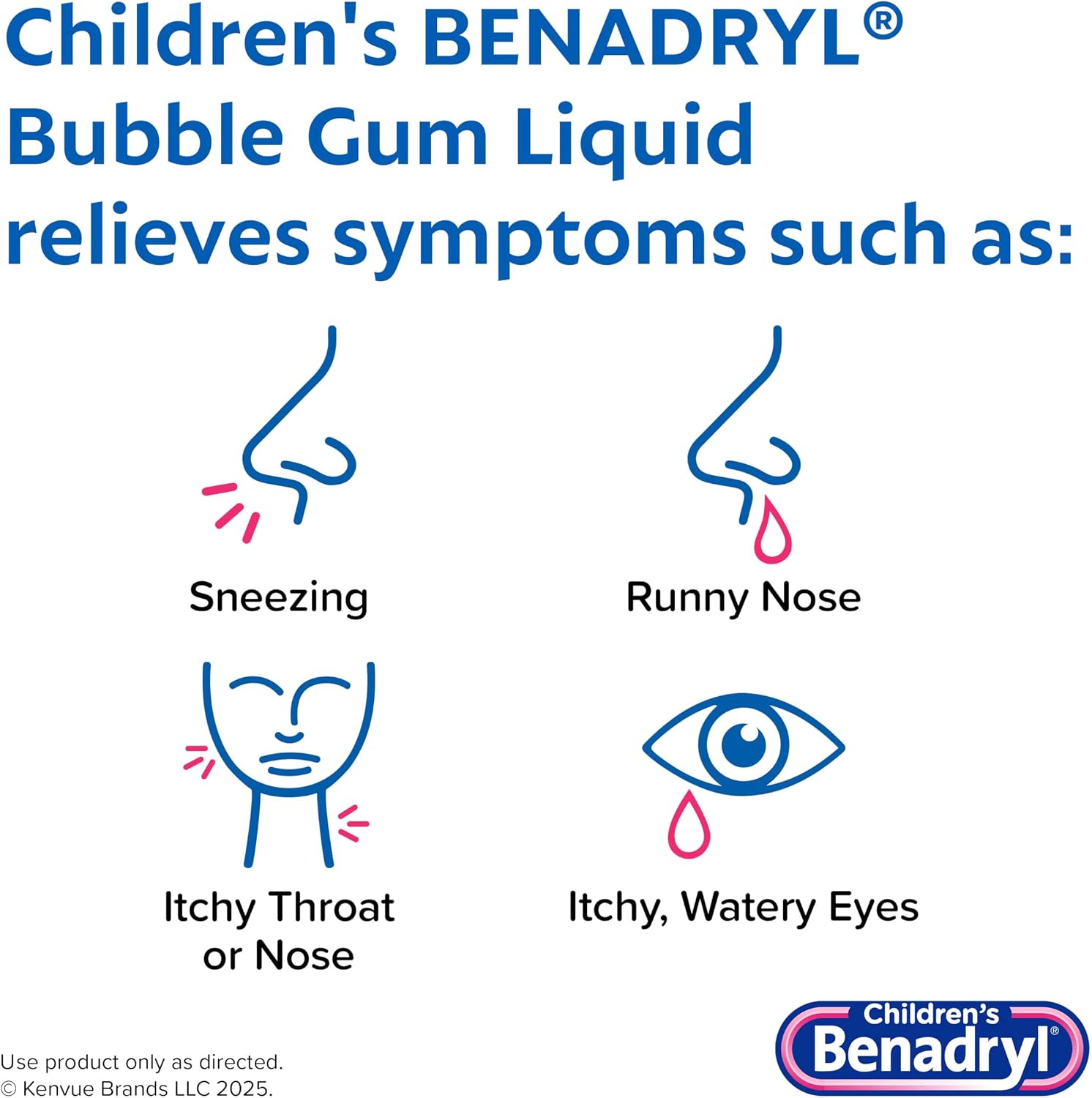 Detalle de Children's Benadryl Liquid Medicine (4 fl oz) – Dye-Free Allergy Relief for Kids
