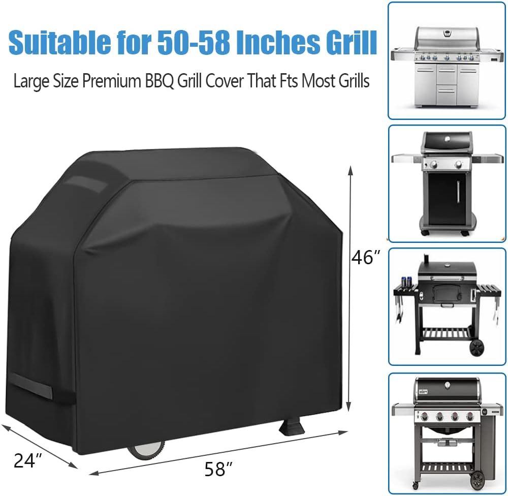 Thumbnail 2 de 58 Inch Waterproof Grill Cover for BBQs: Rip-Proof, UV-Resistant Protection