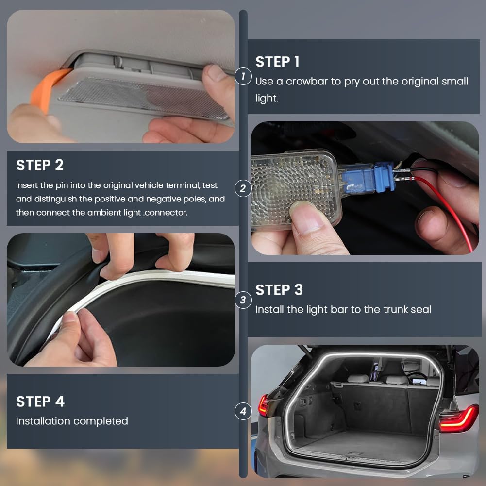 Thumbnail 5 de vsshe Auto Kofferraum Lichtstreifen mit automatischem Sensor (LED, 2 m) – Kofferraumbeleuchtung für innen