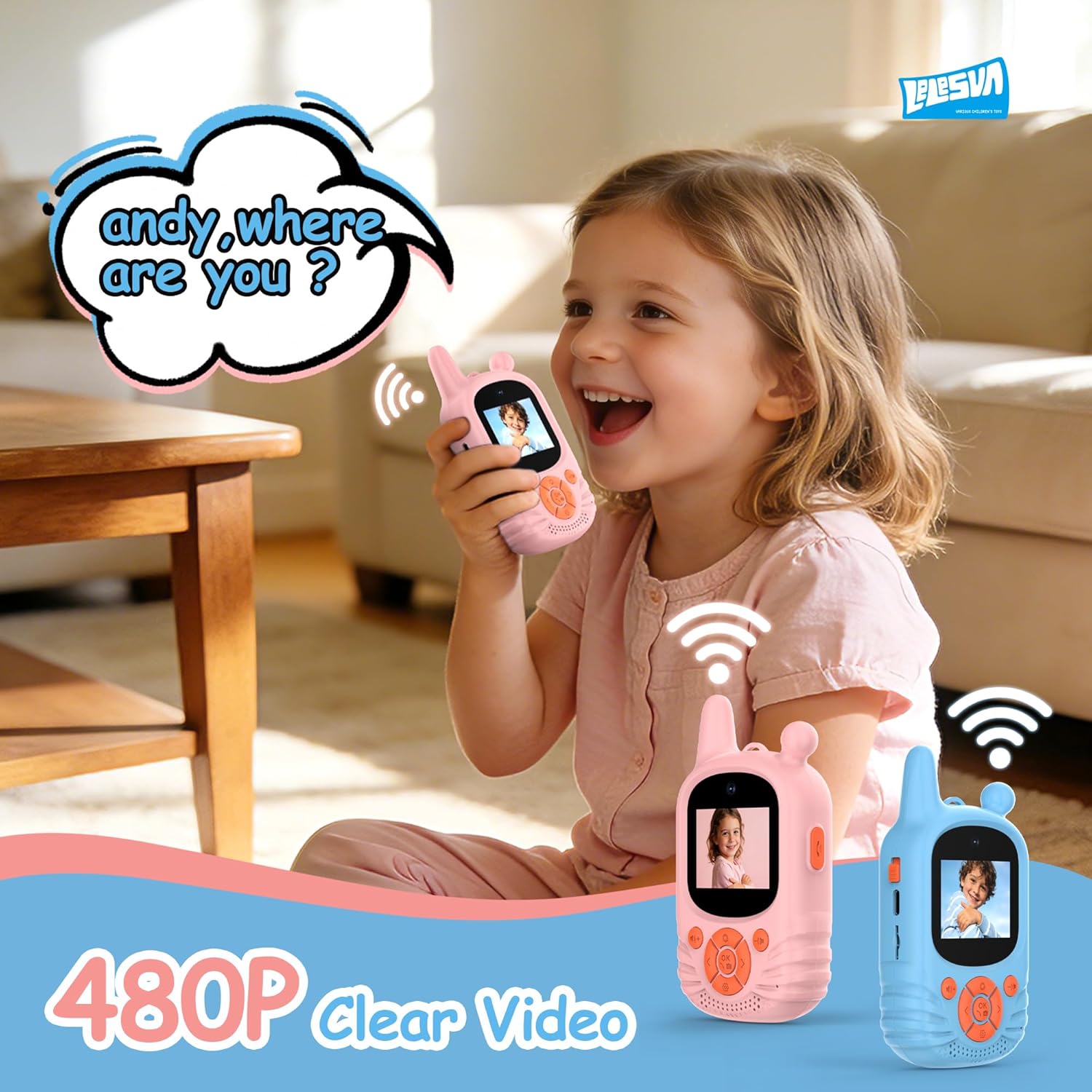 Thumbnail 5 de Walkie Talkie video per bambini LELESUN – set da 2 con doppia fotocamera e ricaricabili