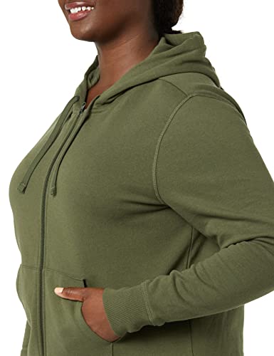 Detalle de Amazon Essentials Felpa da donna con cappuccio e zip intera, verde oliva scuro, S