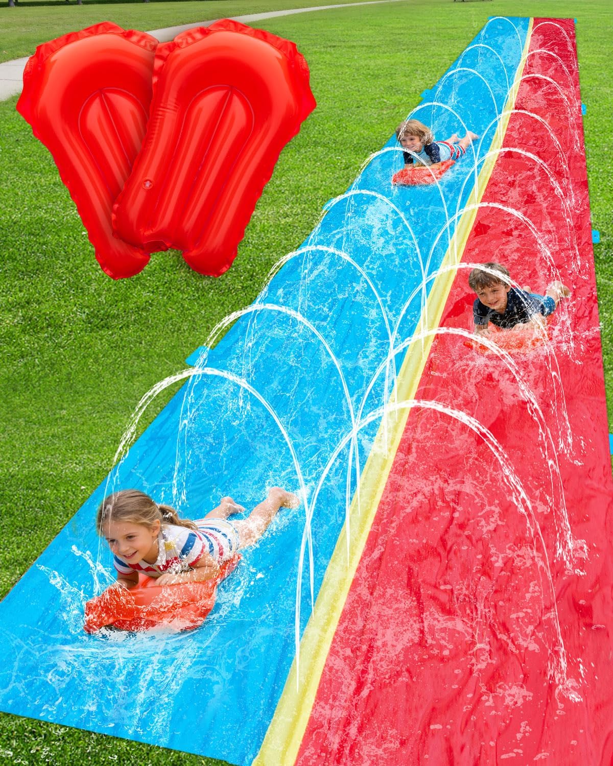 Detalle de Spring Water 20ft Dual-Lane Slip and Water Slide for Backyard Fun