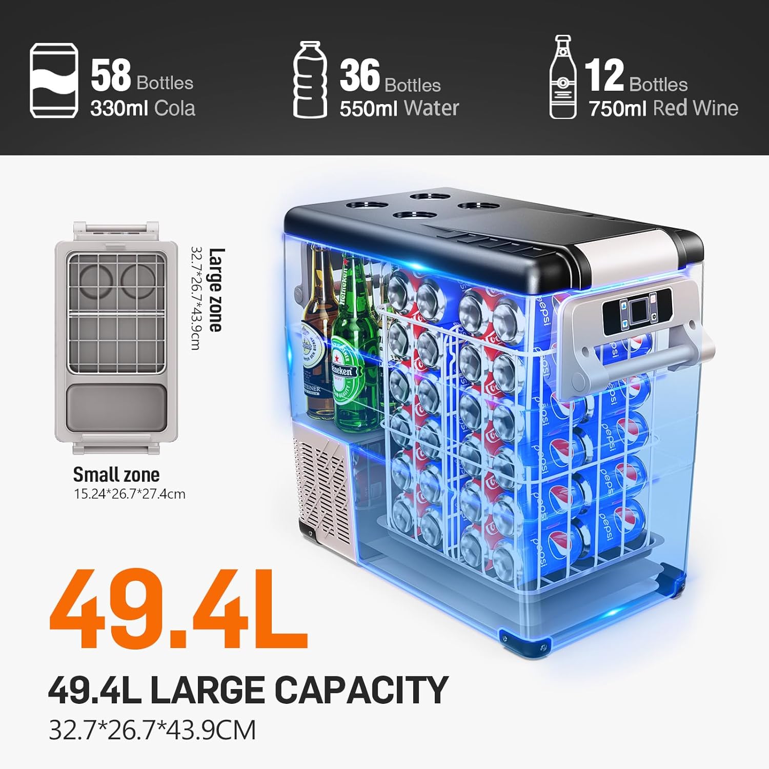 Thumbnail 2 de EUHOMY Car Fridge 49.4L compressor fridge
