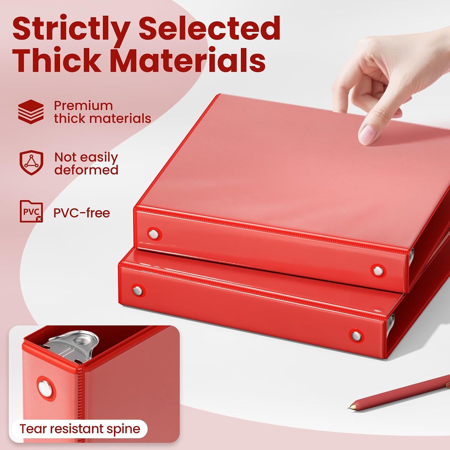 Detalle de SUNEE 1-Inch 3-Ring Binders, 6-Pack, PVC-Free Clear View, Letter Size