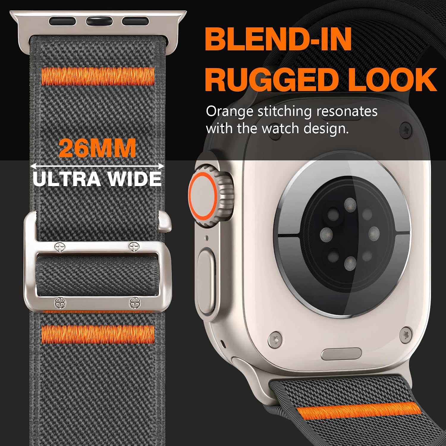 Thumbnail 2 de Nylon Armband für Apple Watch – kompatibel mit Series 10/Ultra/Ultra 2 (verschiedene Größen)
