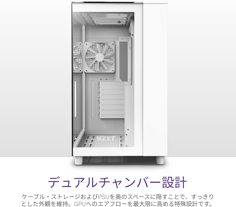 Detalle 2 de NZXT H9 Elite CM-H91EW-01 ミドルタワーPCケース 強化ガラス・デュアルチャンバー・ホワイト