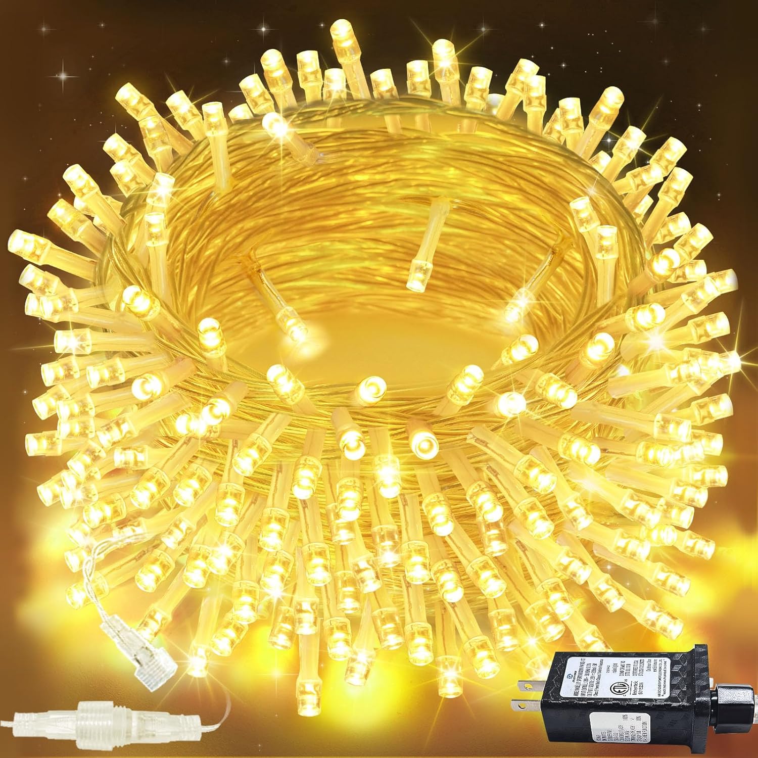Detalle de SANJICHA 200 LED Connectable String Lights, 66 ft, Warm White, 13 Modes