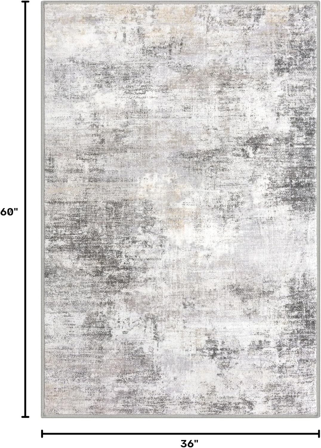 Detalle de IOHOUZE Abstract Area Rug 3x5 ft — Washable, Non-Slip Entryway Rug in Grey/Beige