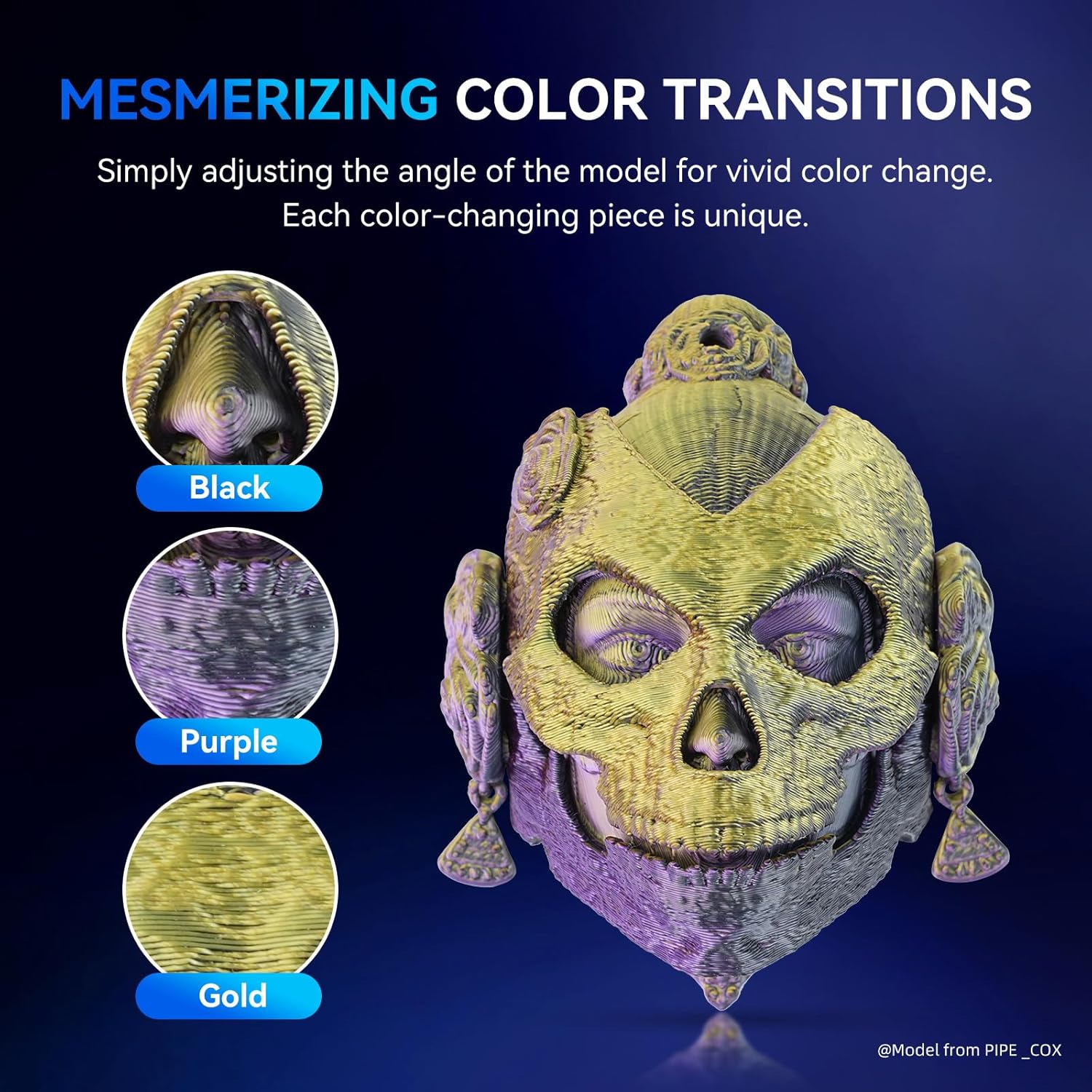 Thumbnail 1 de JAYO Silk PLA Filament 1.75mm Tri-Color 1.1 kg – Seidenglänzend, präzise und kompatibel