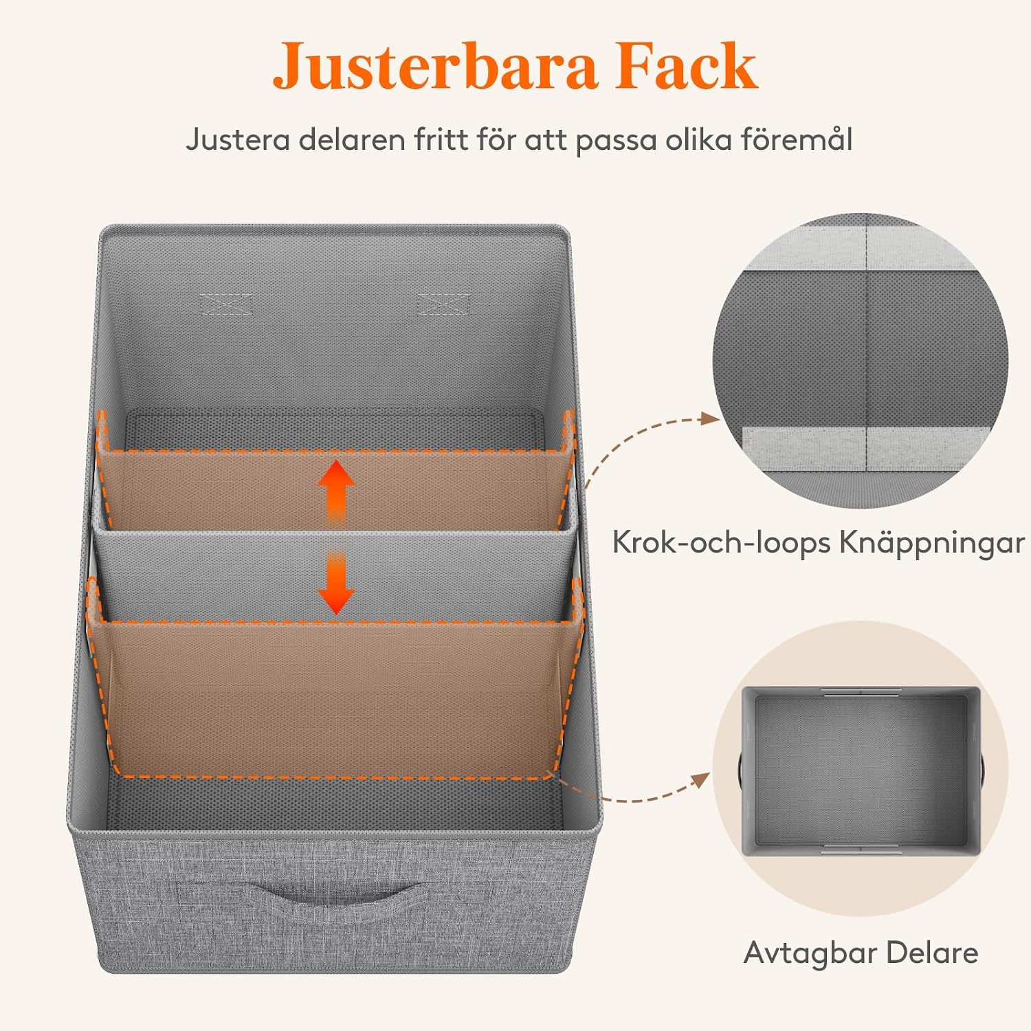 Detalle de Lifewit LH24233.01FG.V1.M01 förvaringslådor, 4-pack med avdelare