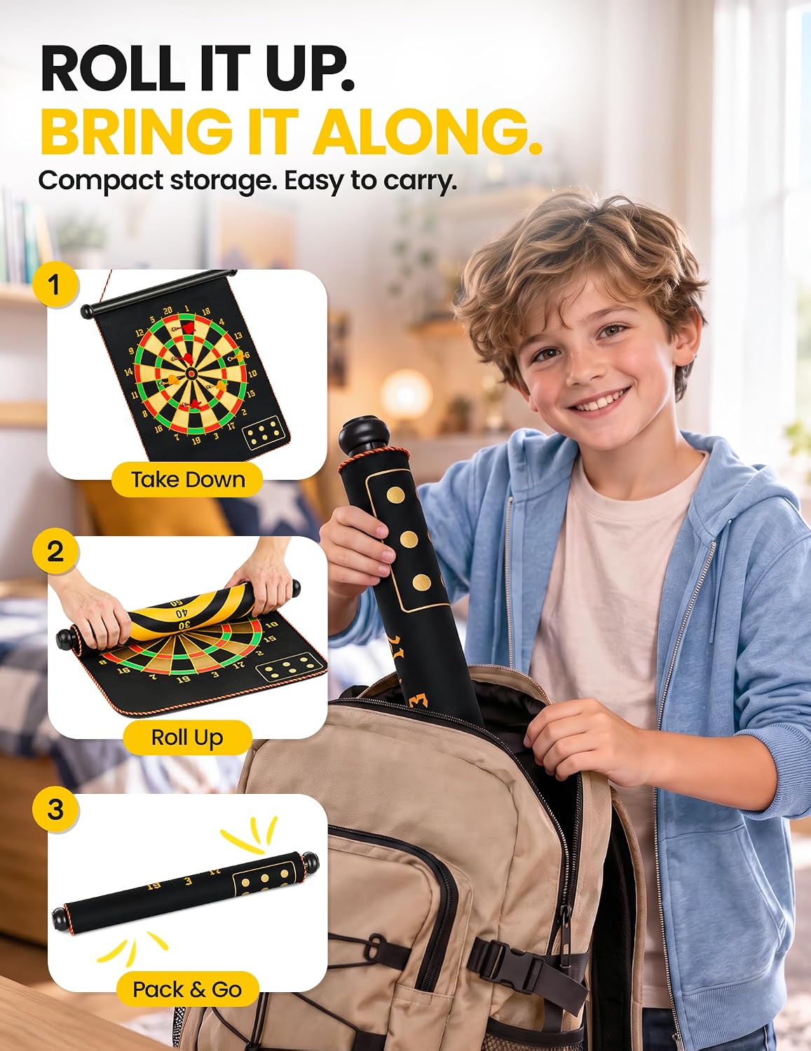 Detalle 1 de BATURU RBE10036 Magnetic Dart Board, Double-Sided Game for Kids and Families