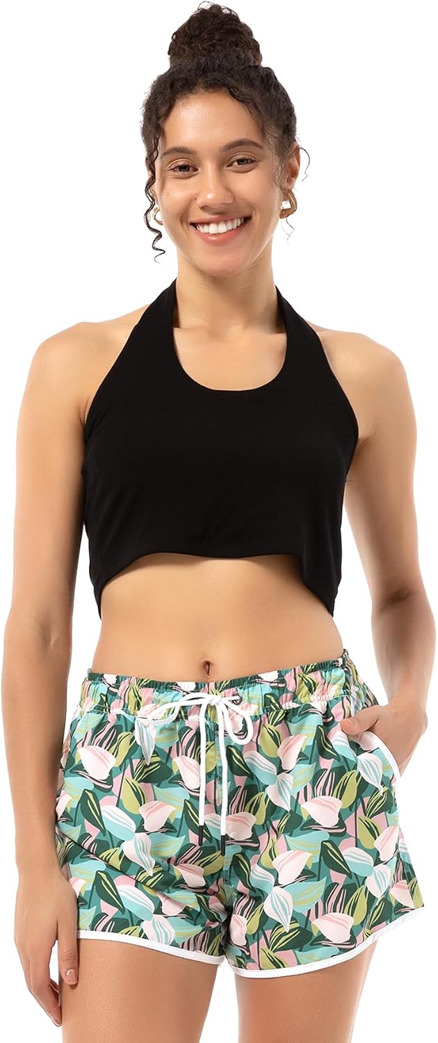 Detalle de riemot Short de Bain Femme – Maillot de Bain Shorts Séchage Rapide, Cordons Ajustables et Doublure en Maille