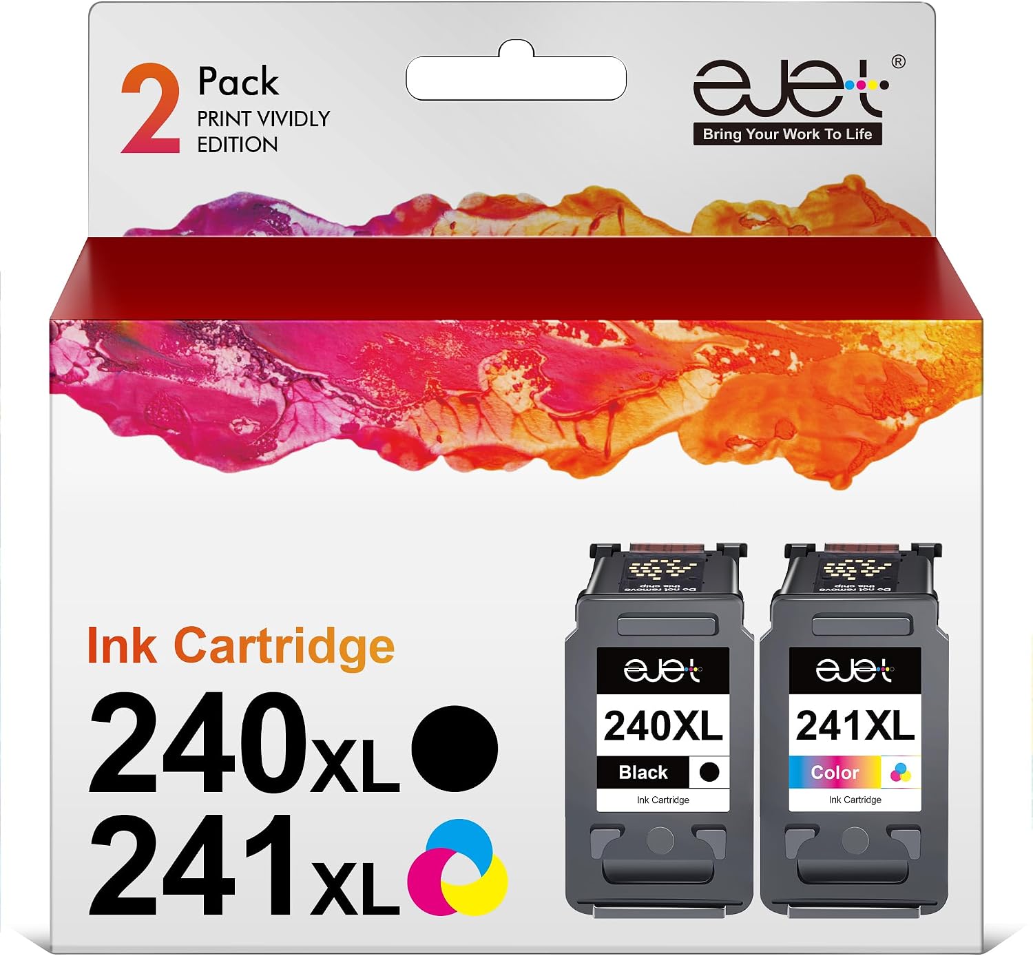 Detalle de ejet PG-240 XL/CL-241 XL Remanufactured Ink Cartridges, Black and Tri-Colour