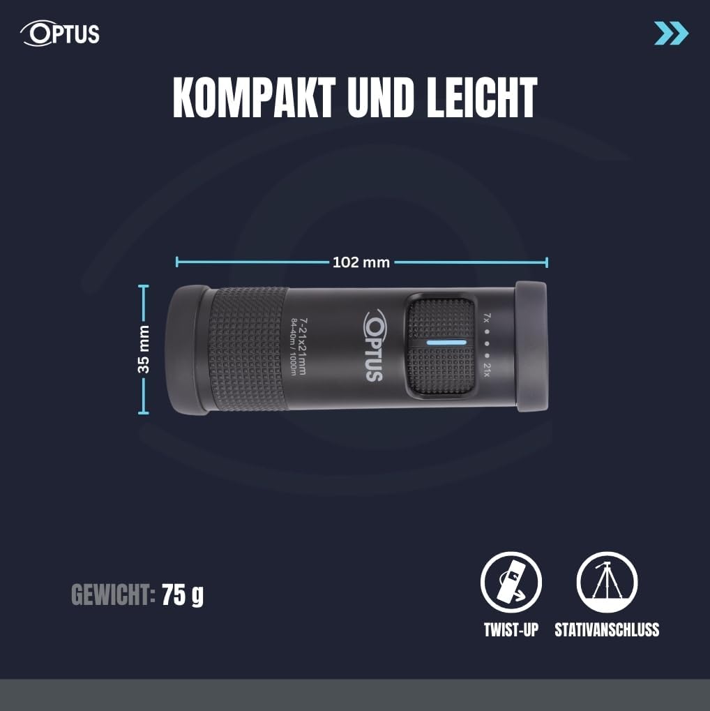 Detalle de Optus Zoom Monokular 7-21x21 inkl. Stativanschluss und Augenmuschel für Brillenträger