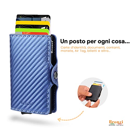 Detalle 2 de Bronzi Nuovo Portafoglio Portacarte RFID – Slim Design Italiano in Blu