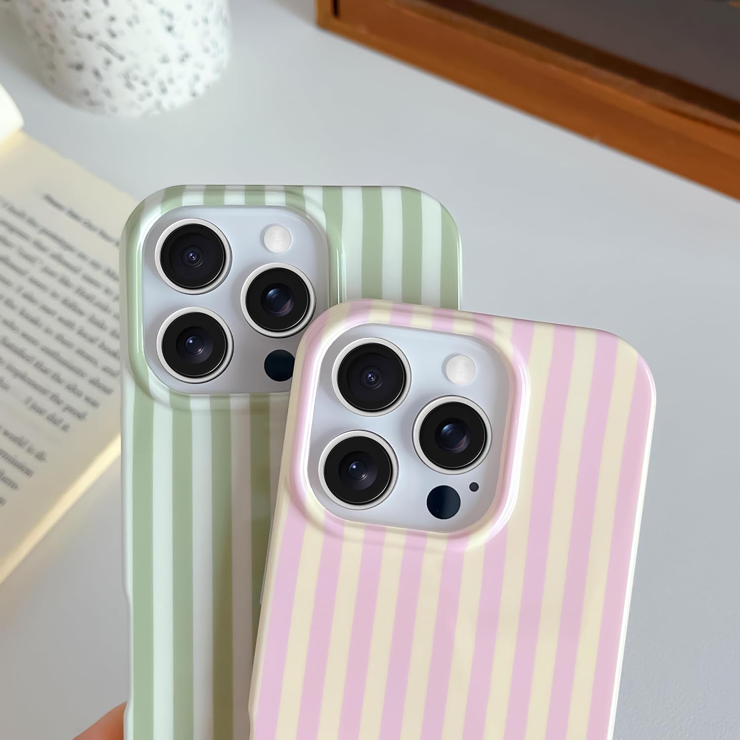 Detalle de Yeddabox YBX-IP16PMAX-SG-ST iPhone 16 Pro Max TPU Case, Sage Green Stripes