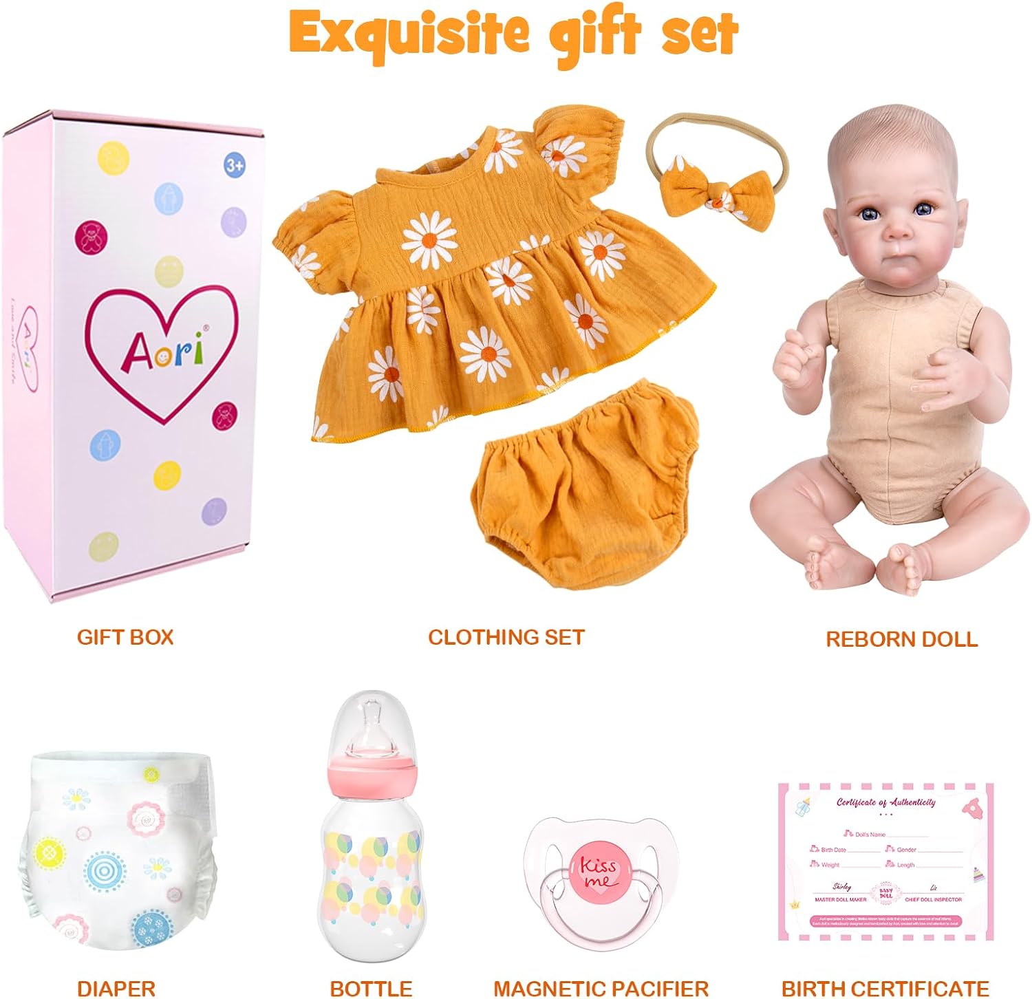 Thumbnail 6 de Aori Reborn Baby Doll Realistic Girl (20 inches) with Soft Cloth Body & Vinyl Limbs