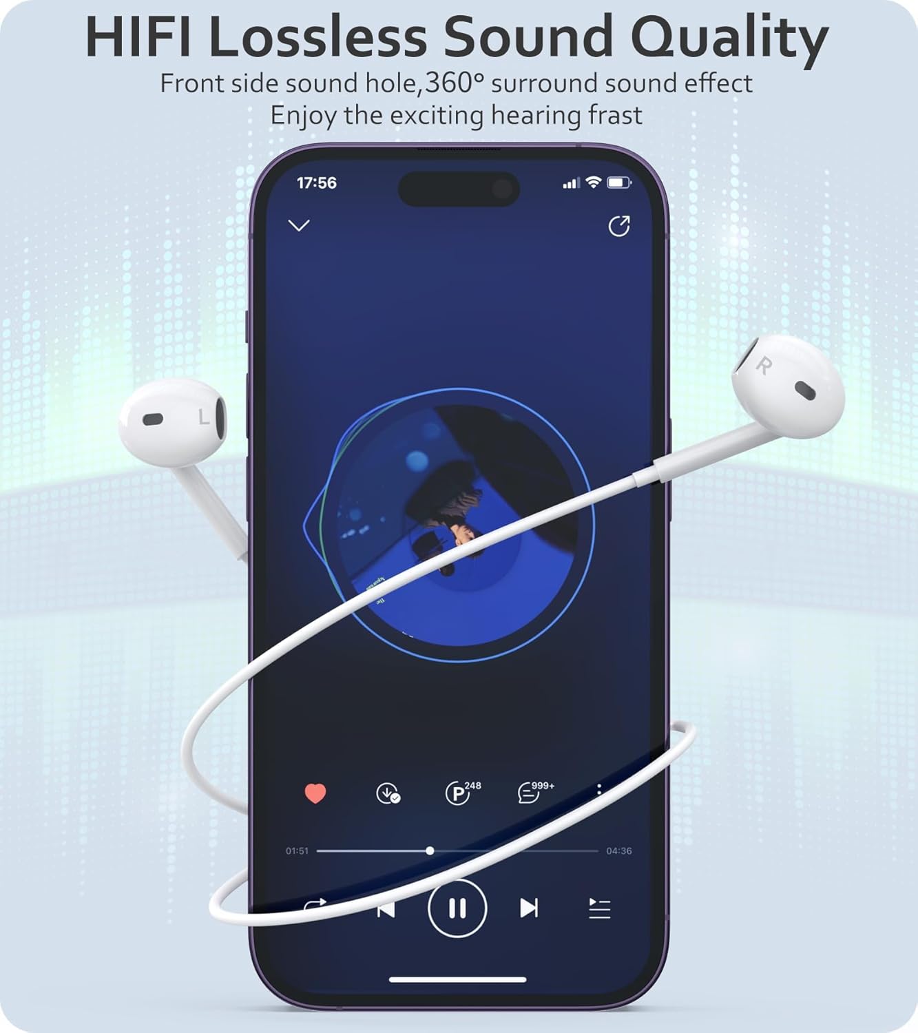 Detalle de 2-Pack Lightning Headphones with MFi Certification – In-Ear Earphones with Built-in Mic and Volume Control