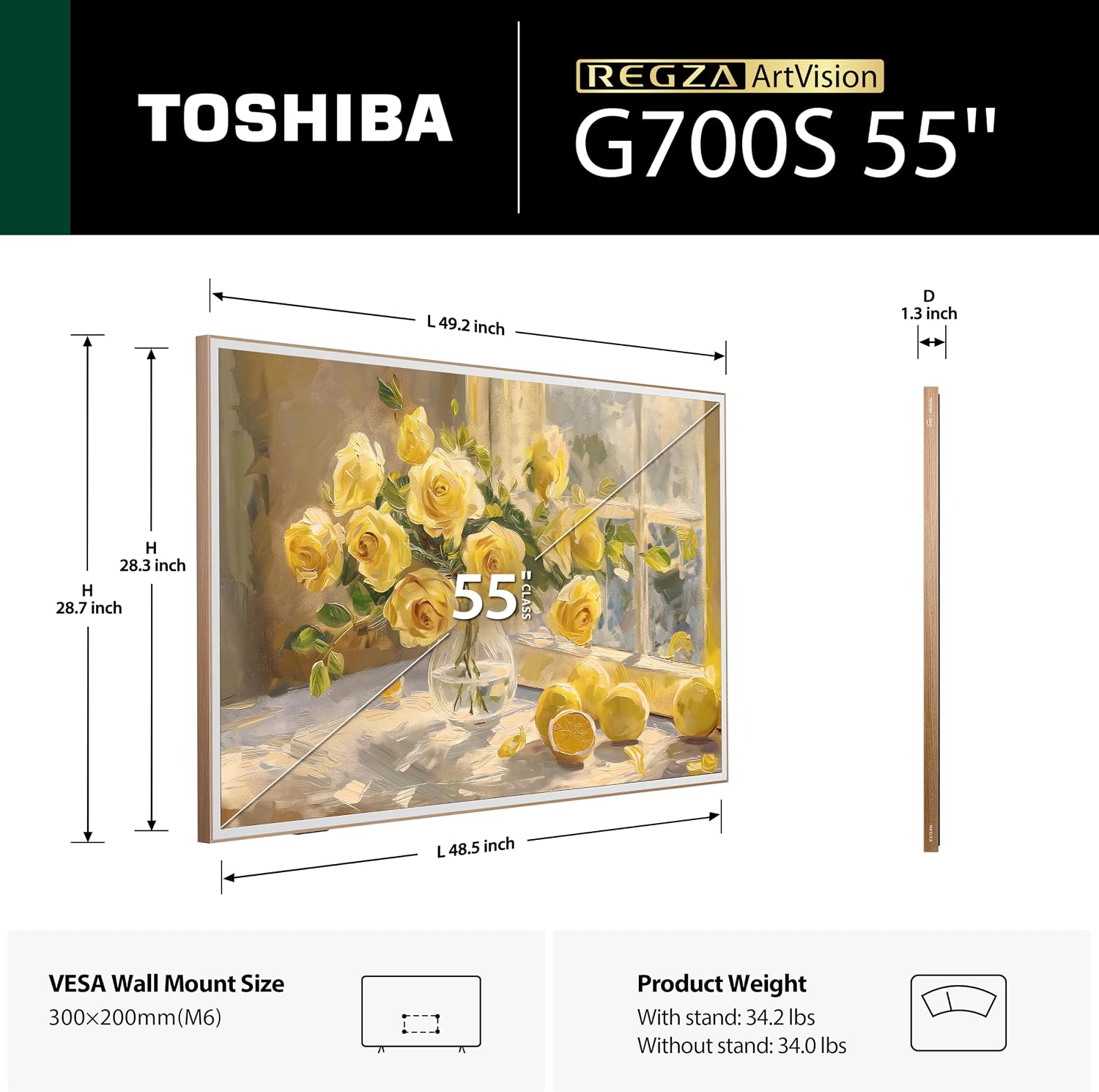 Detalle de Toshiba 55G700SU G700 ArtVision 55-Inch 4K QLED Fire TV, 165Hz
