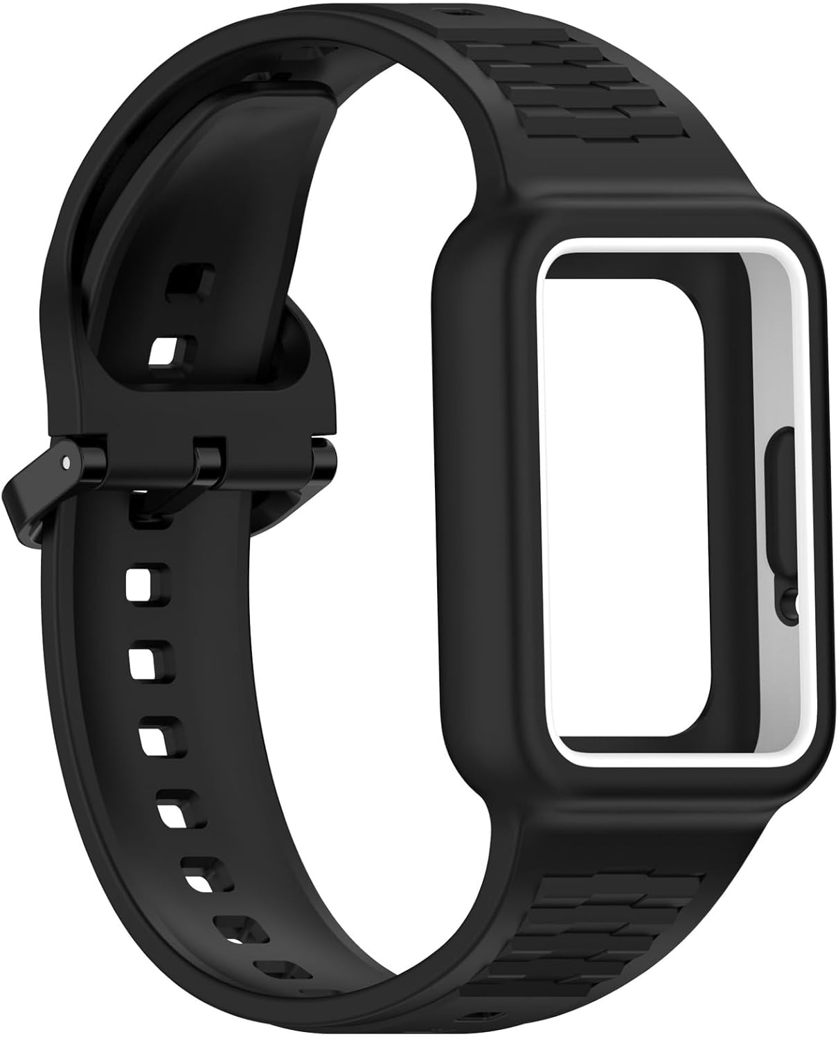 Detalle de LOKEKE Replacement TPU Band for Samsung Galaxy Fit 3 (Black+Grey) – Compatible